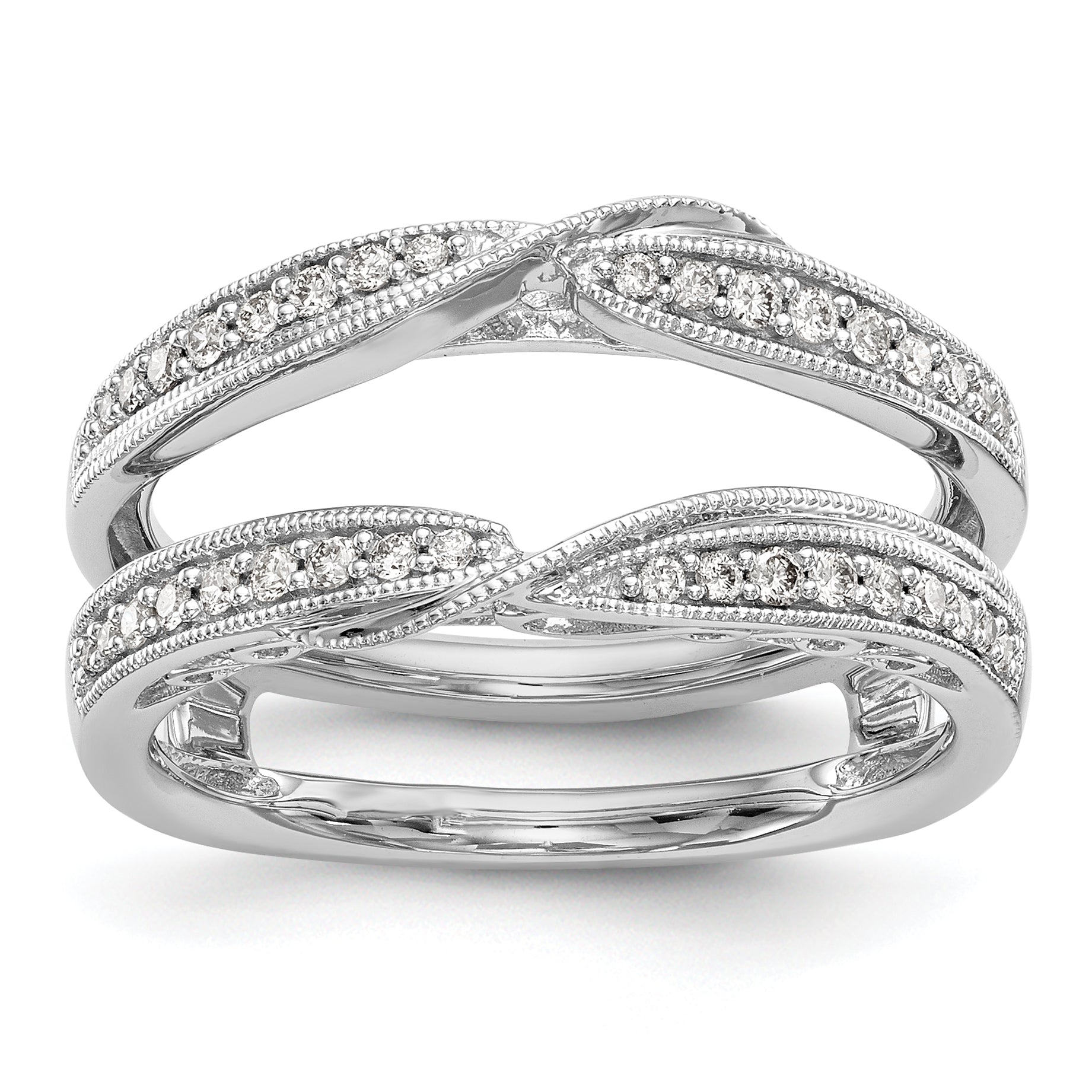 14k White Gold 1/4 carat Lab Grown Diamond VS/SI+ G+ Complete Ring Guard