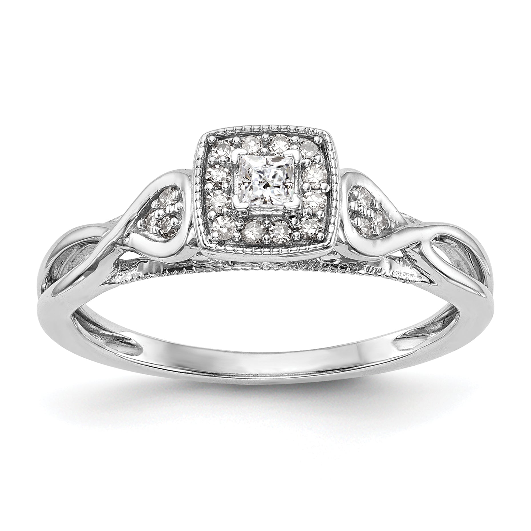 14k White Gold 1/5 carat Lab Grown Diamond VS/SI+ G+ Complete Petite Engagement Ring Main image