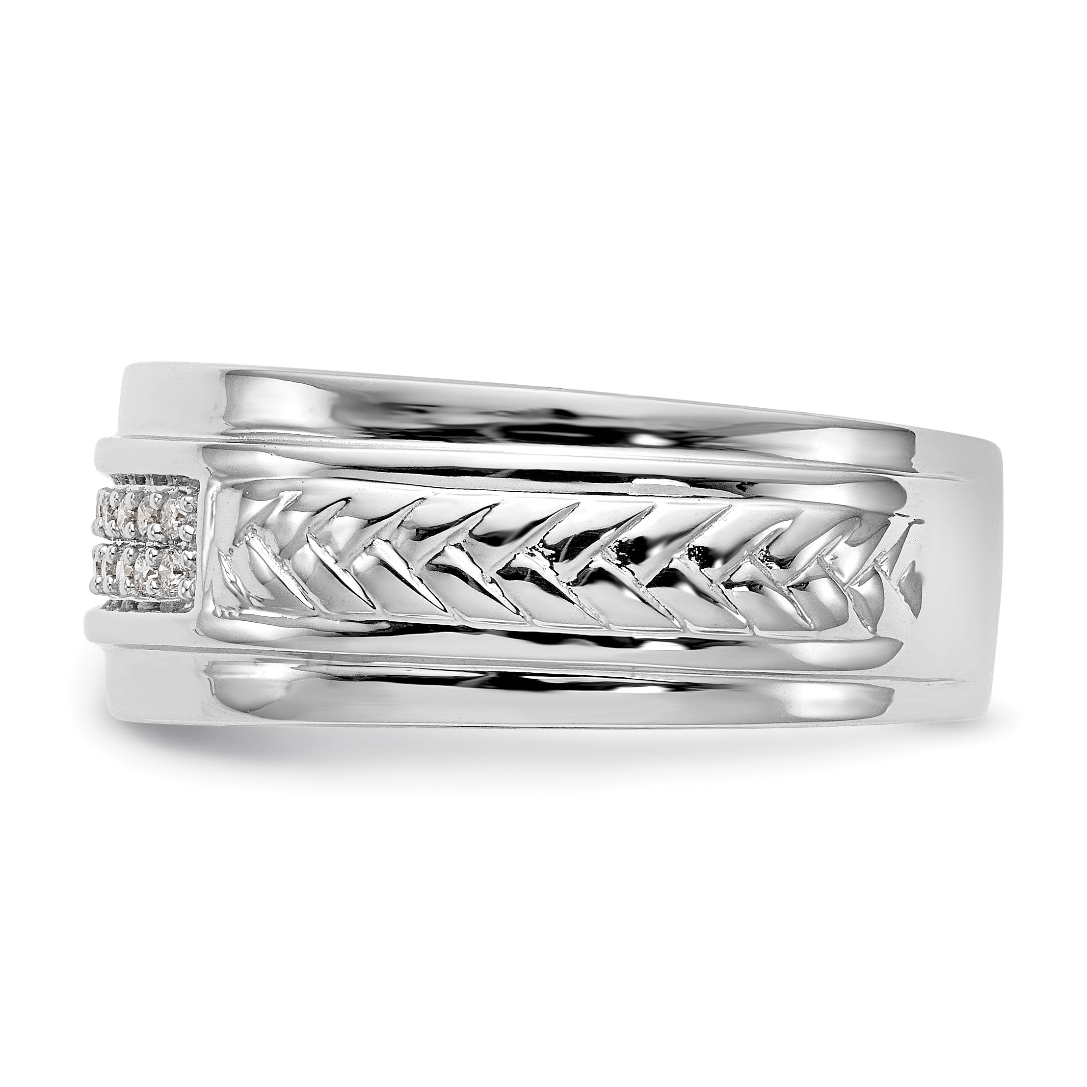 14K White Gold Lab Grown VS/SI+ G+  Dia Trio Men's Wedding Band