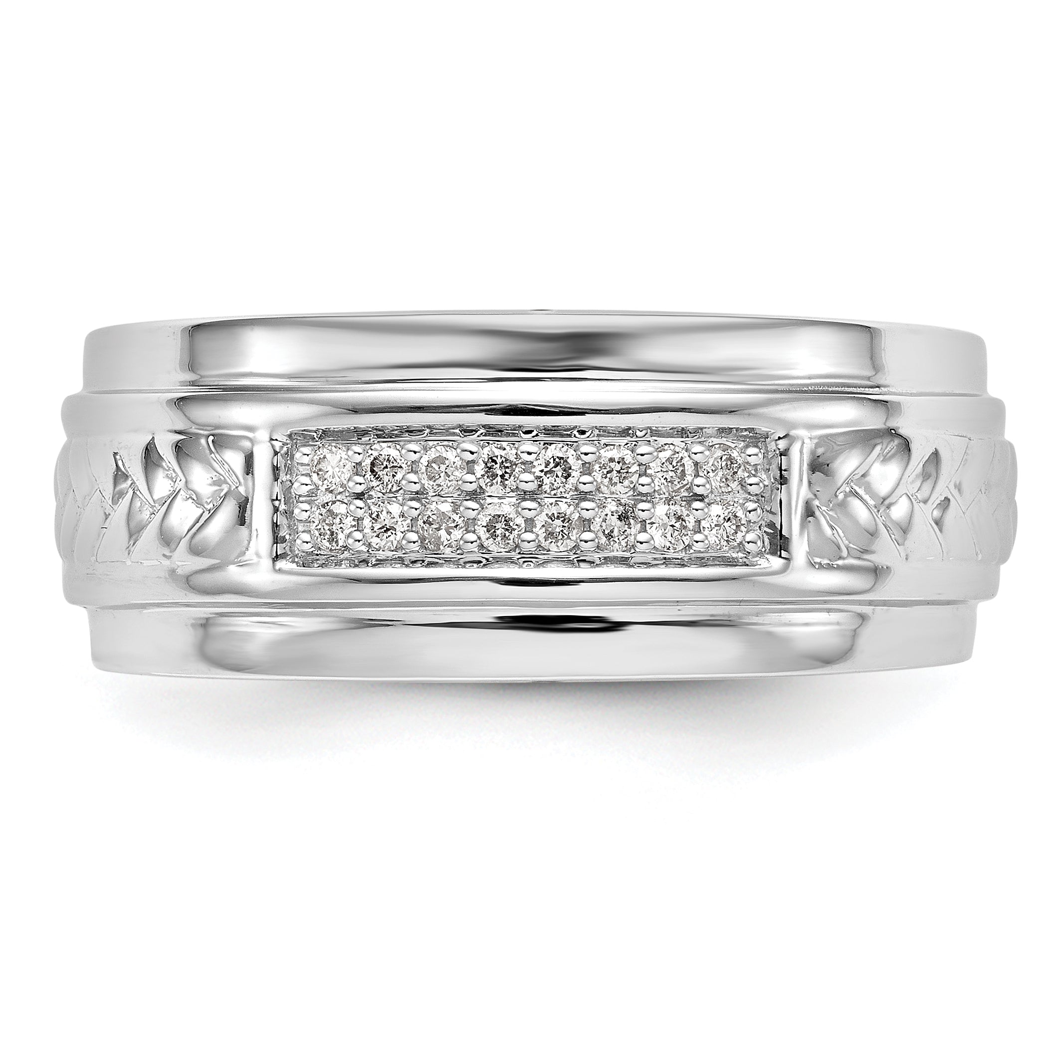 14K White Gold Lab Grown VS/SI+ G+  Dia Trio Men's Wedding Band