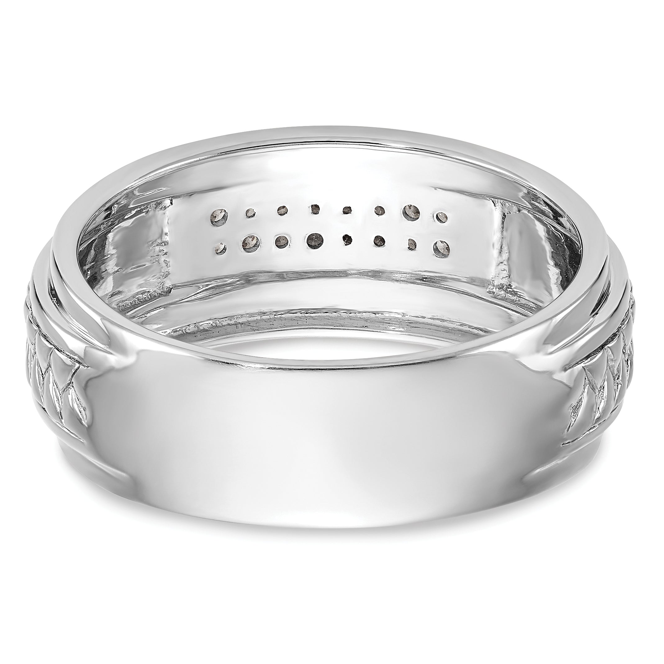 14K White Gold Lab Grown VS/SI+ G+  Dia Trio Men's Wedding Band