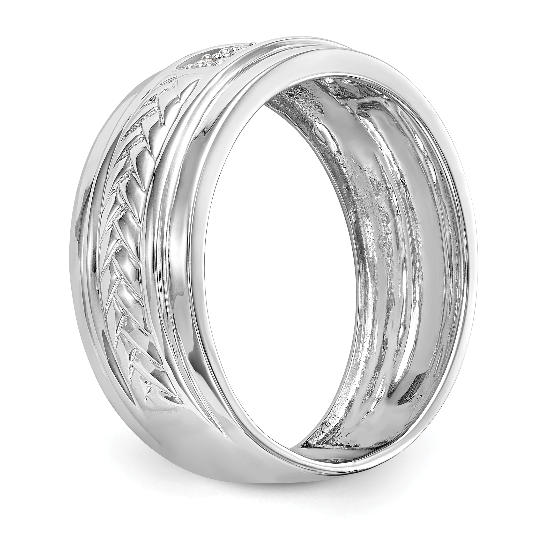 14K White Gold Lab Grown VS/SI+ G+  Dia Trio Men's Wedding Band