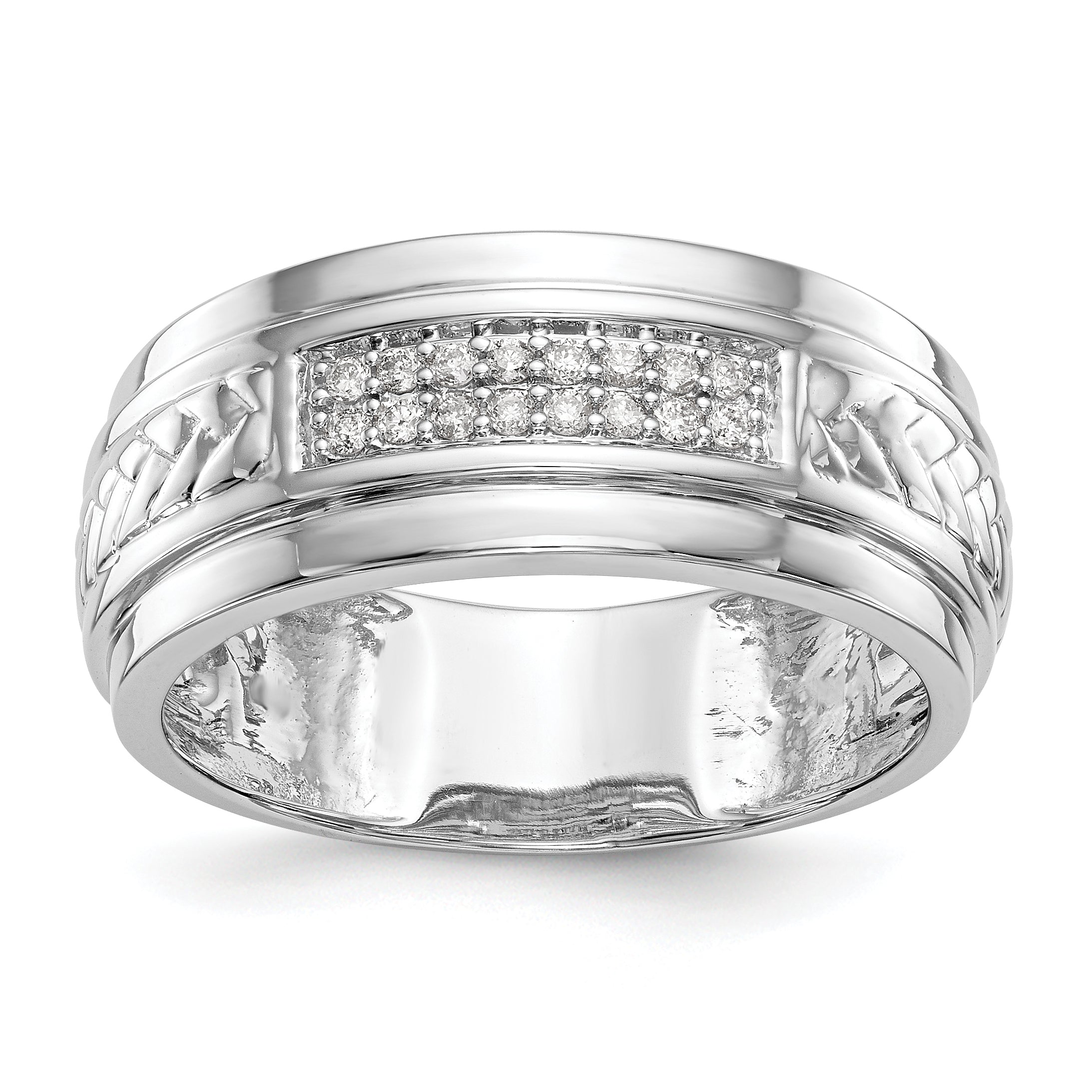 14K White Gold Lab Grown VS/SI+ G+  Dia Trio Men's Wedding Band