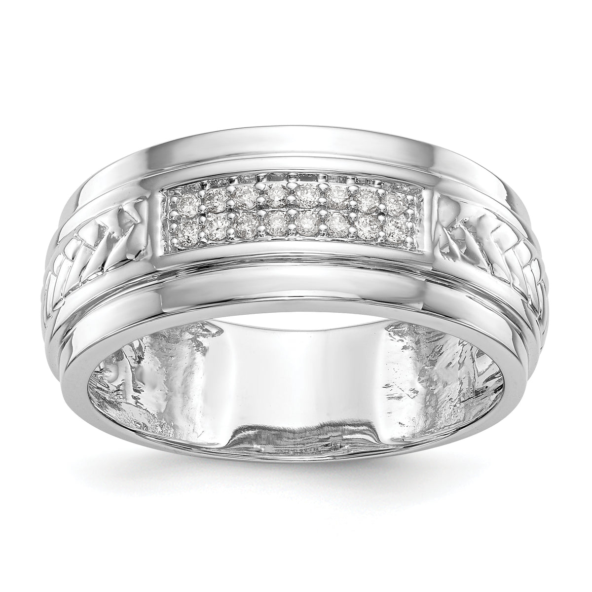 14K White Gold Lab Grown VS/SI+ G+  Dia Trio Men's Wedding Band