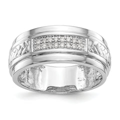 14K White Gold Lab Grown VS/SI+ G+  Dia Trio Men's Wedding Band