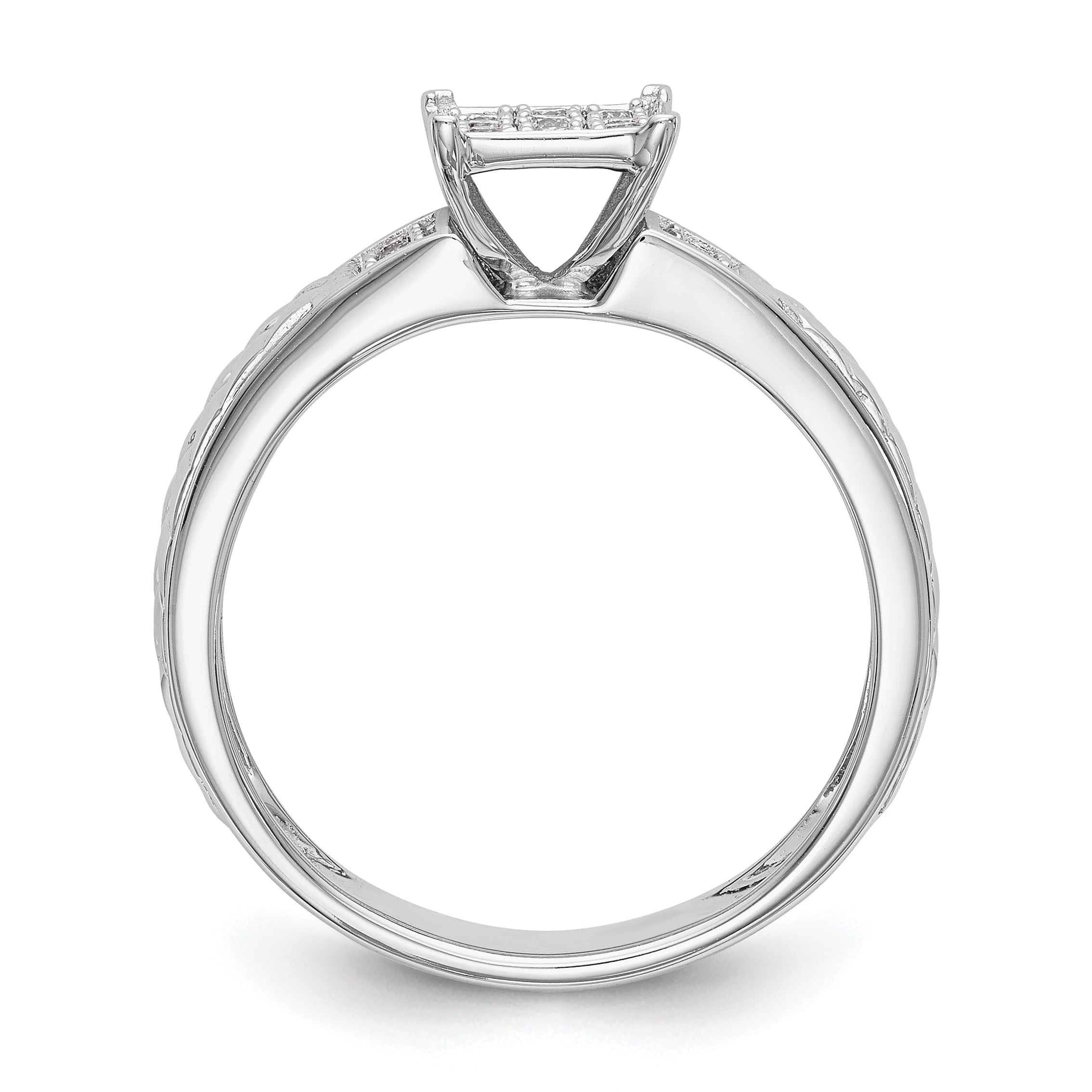14K White Gold Lab Grown VS/SI+ G+ Dia Trio Cluster Engagement Ring