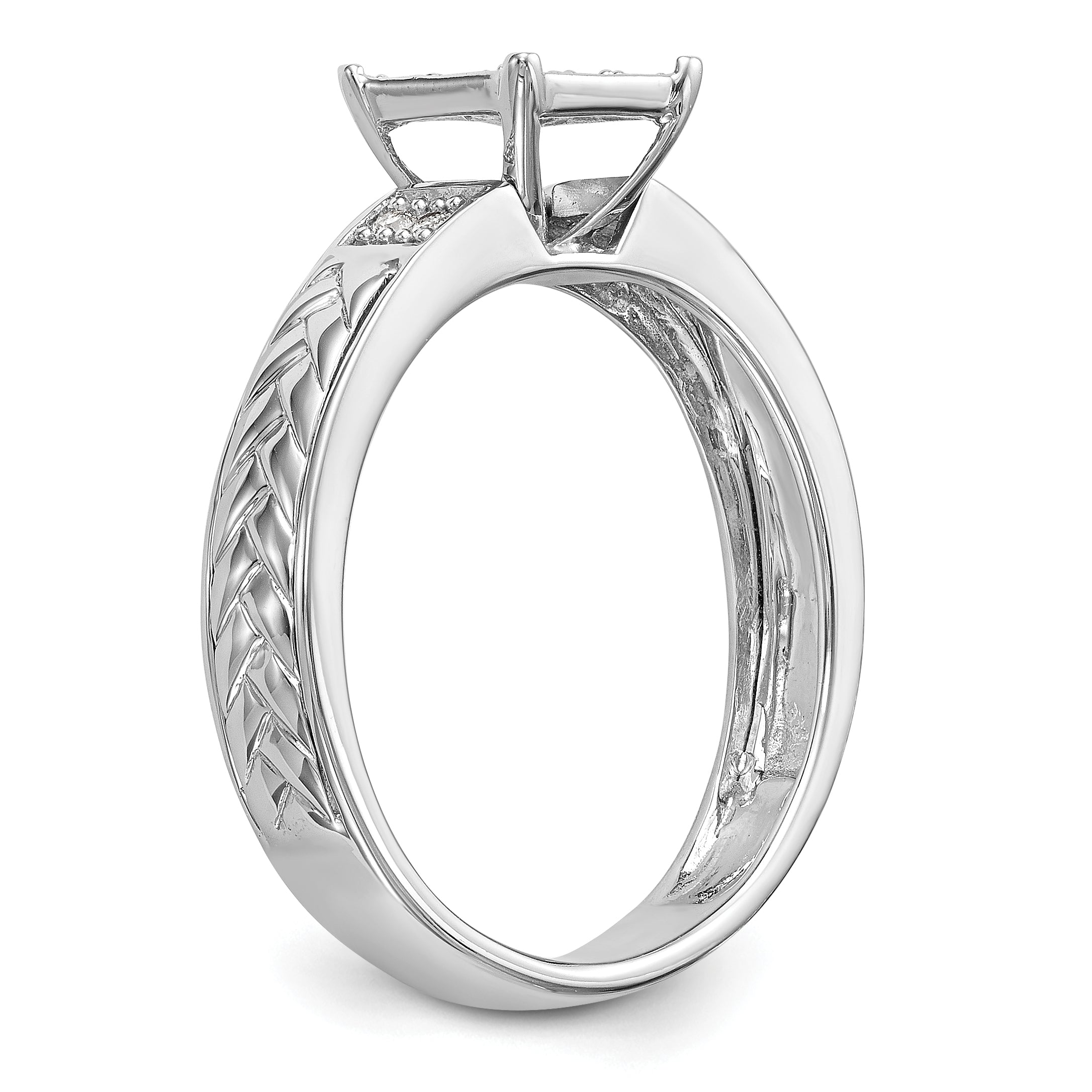 14K White Gold Lab Grown VS/SI+ G+ Dia Trio Cluster Engagement Ring