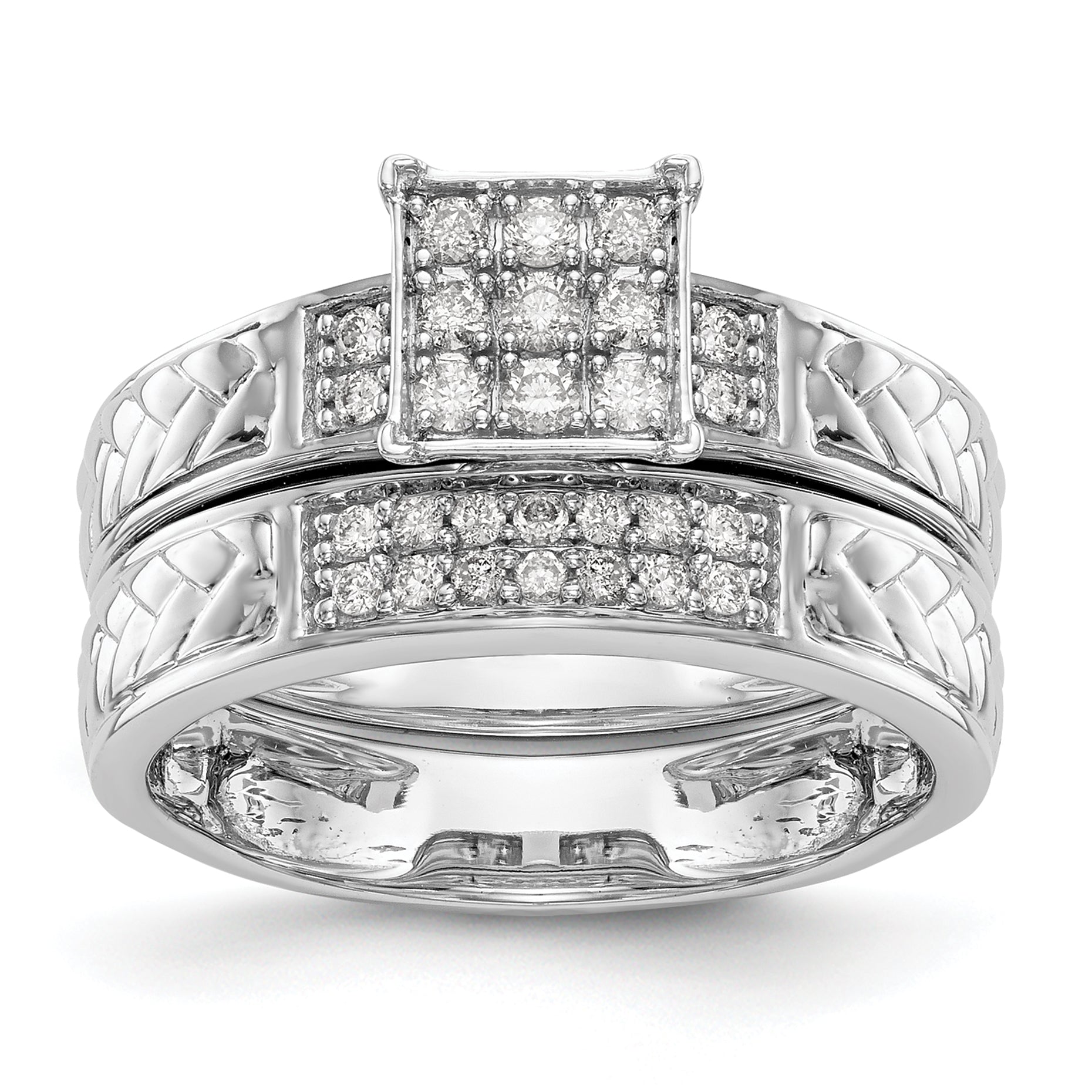 14K White Gold Lab Grown VS/SI+ G+ Dia Trio Cluster Engagement Ring