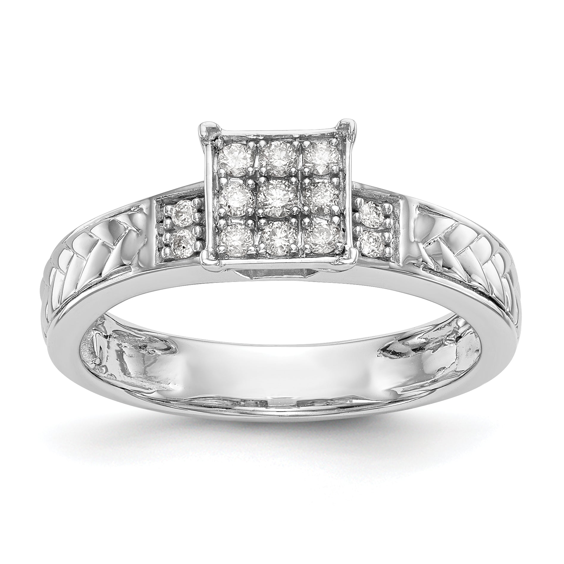 14K White Gold Lab Grown VS/SI+ G+ Dia Trio Cluster Engagement Ring