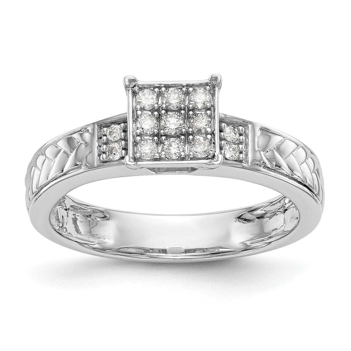 14K White Gold Lab Grown VS/SI+ G+ Dia Trio Cluster Engagement Ring