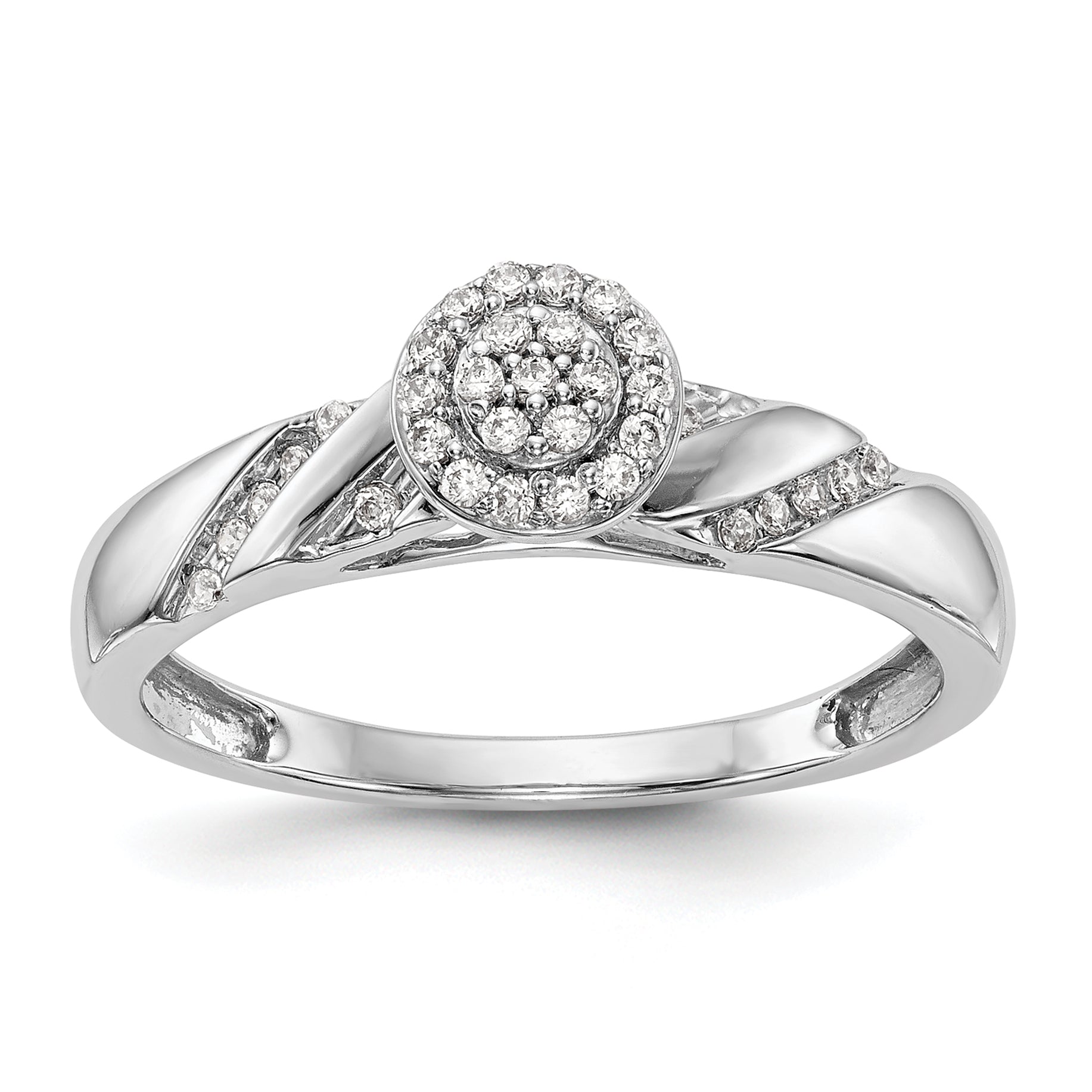 14K White Gold Lab Grown VS/SI+ G+ Dia Comp Trio Cluster Engagement Ring