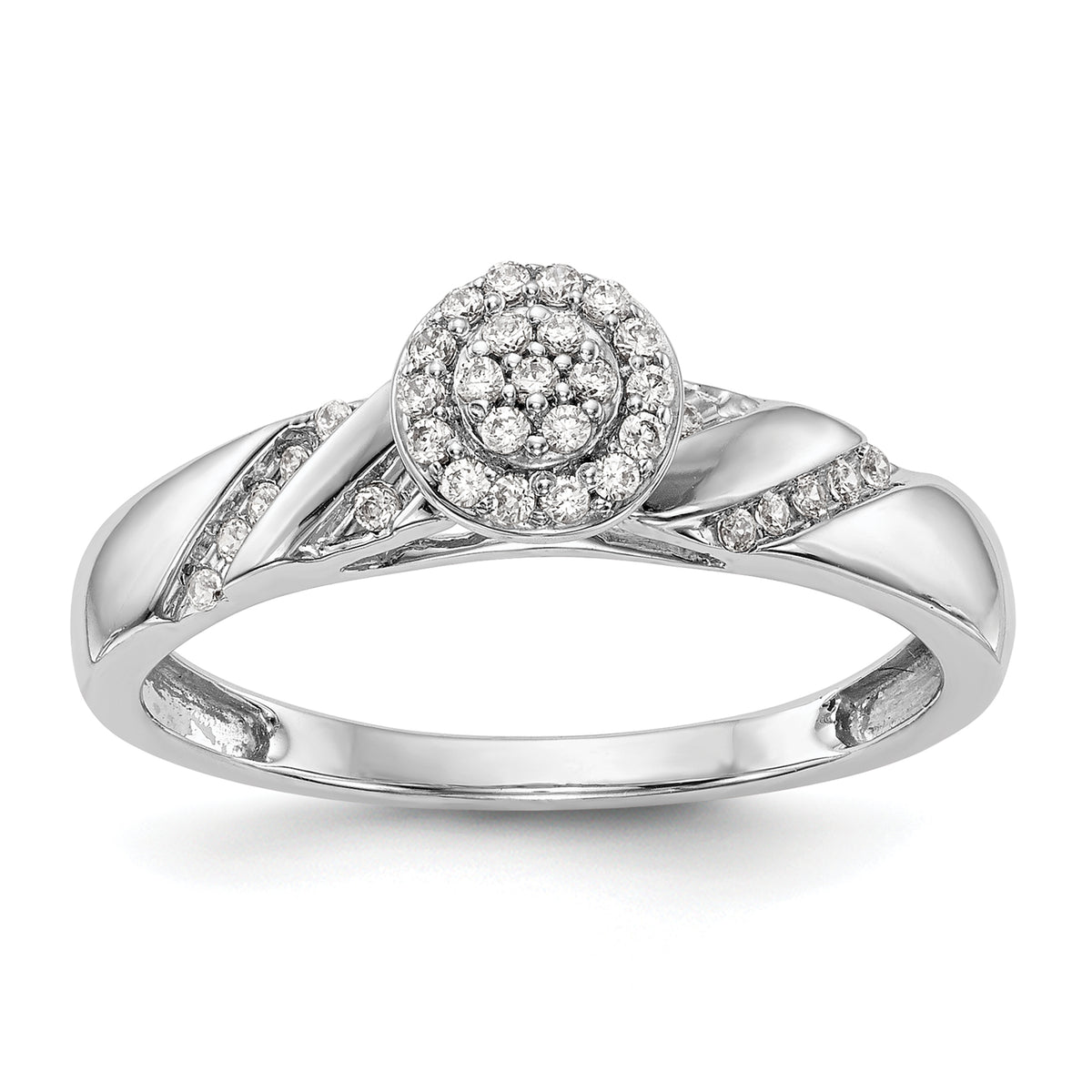 14K White Gold Lab Grown VS/SI+ G+ Dia Comp Trio Cluster Engagement Ring