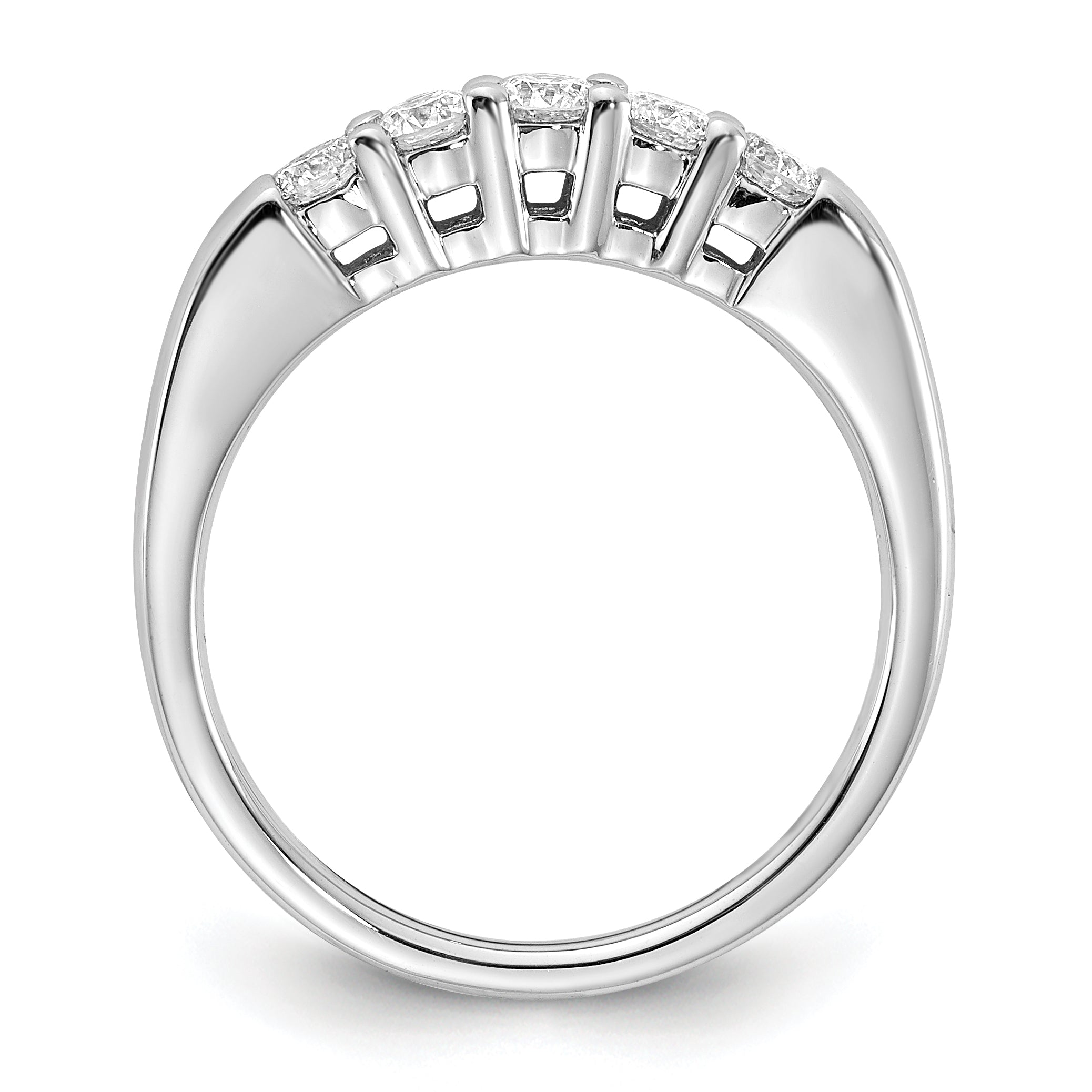 14k White Gold 1/2 carat Lab Grown Diamond VS/SI+ G+ Five Stone Complete Fashion Band