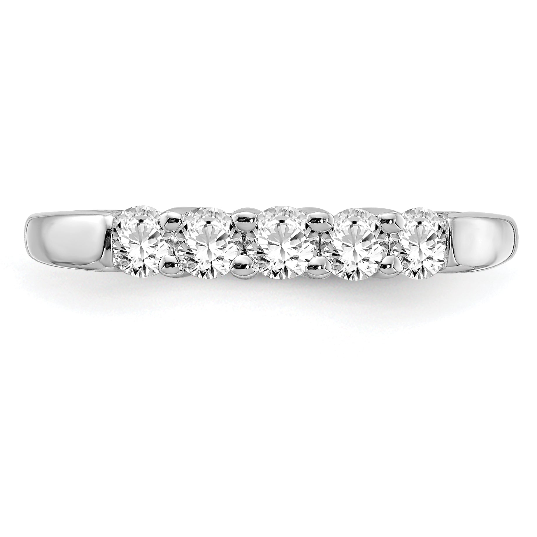 14k White Gold 1/2 carat Lab Grown Diamond VS/SI+ G+ Five Stone Complete Fashion Band