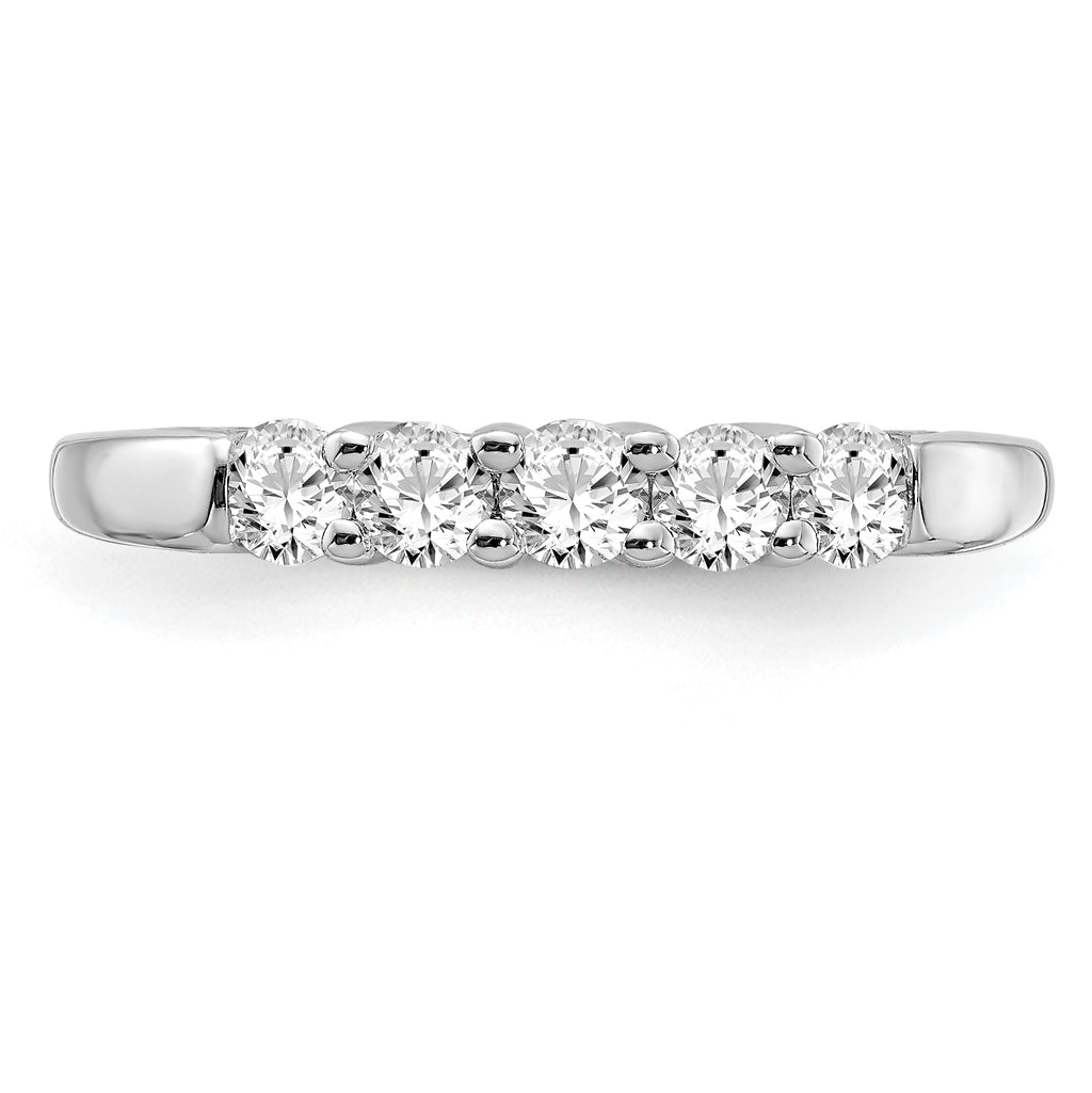 14k White Gold 1/2 carat Lab Grown Diamond VS/SI+ G+ Five Stone Complete Fashion Band