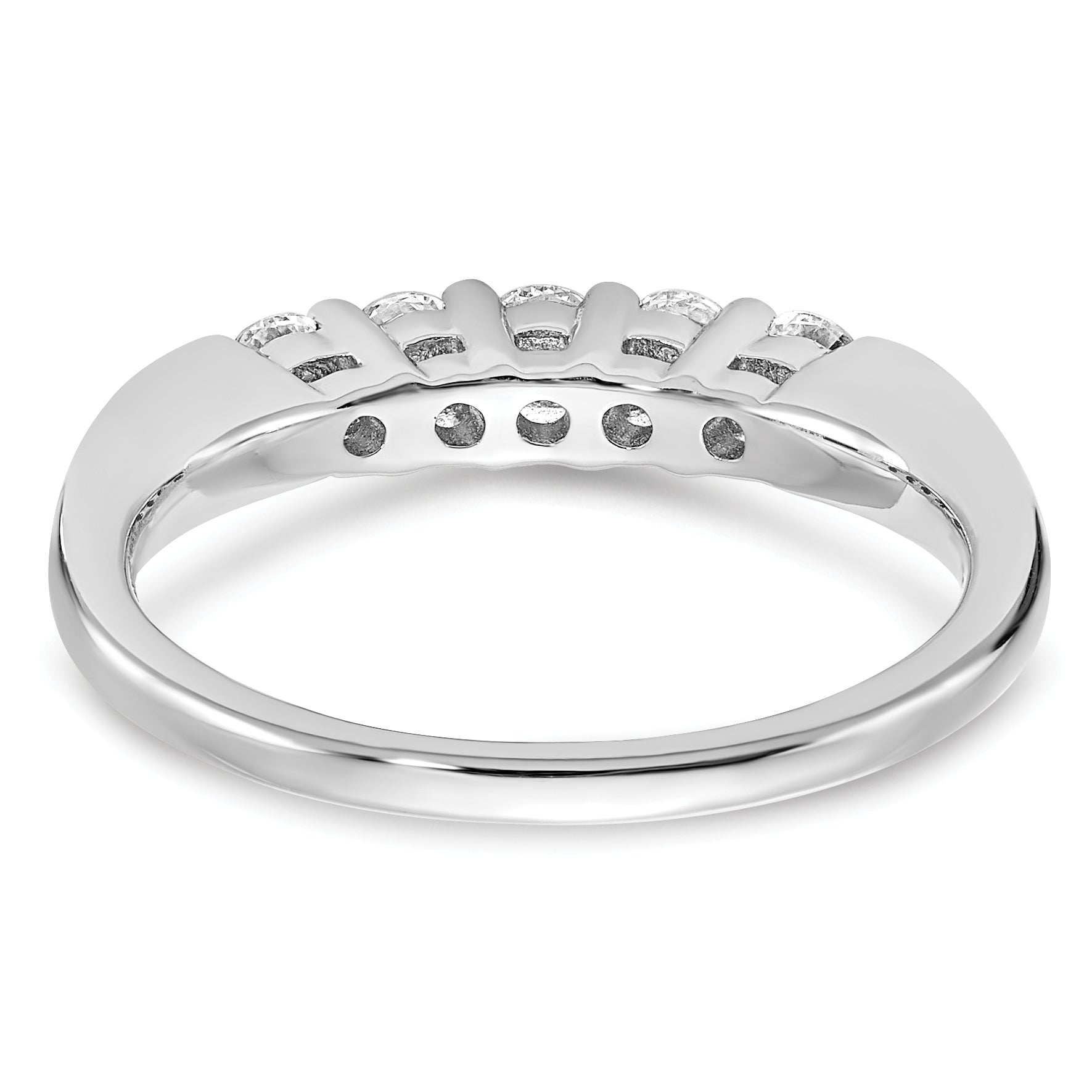 14k White Gold 1/2 carat Lab Grown Diamond VS/SI+ G+ Five Stone Complete Fashion Band