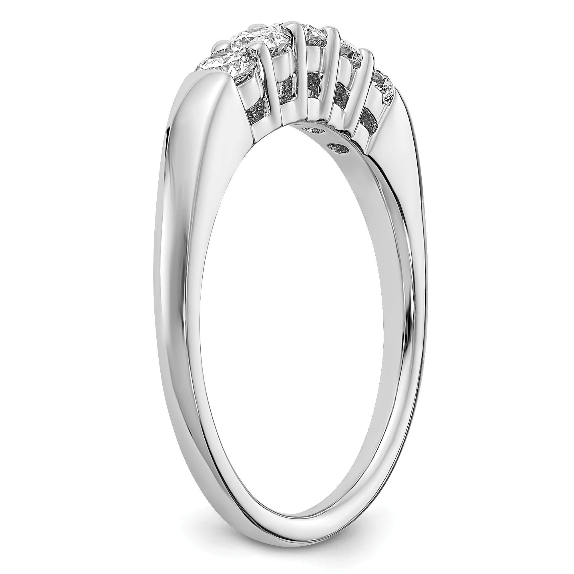 14k White Gold 1/2 carat Lab Grown Diamond VS/SI+ G+ Five Stone Complete Fashion Band