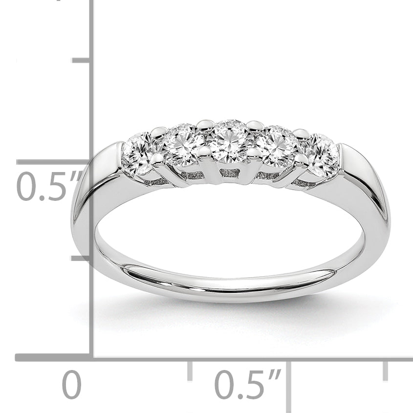 14k White Gold 1/2 carat Lab Grown Diamond VS/SI+ G+ Five Stone Complete Fashion Band