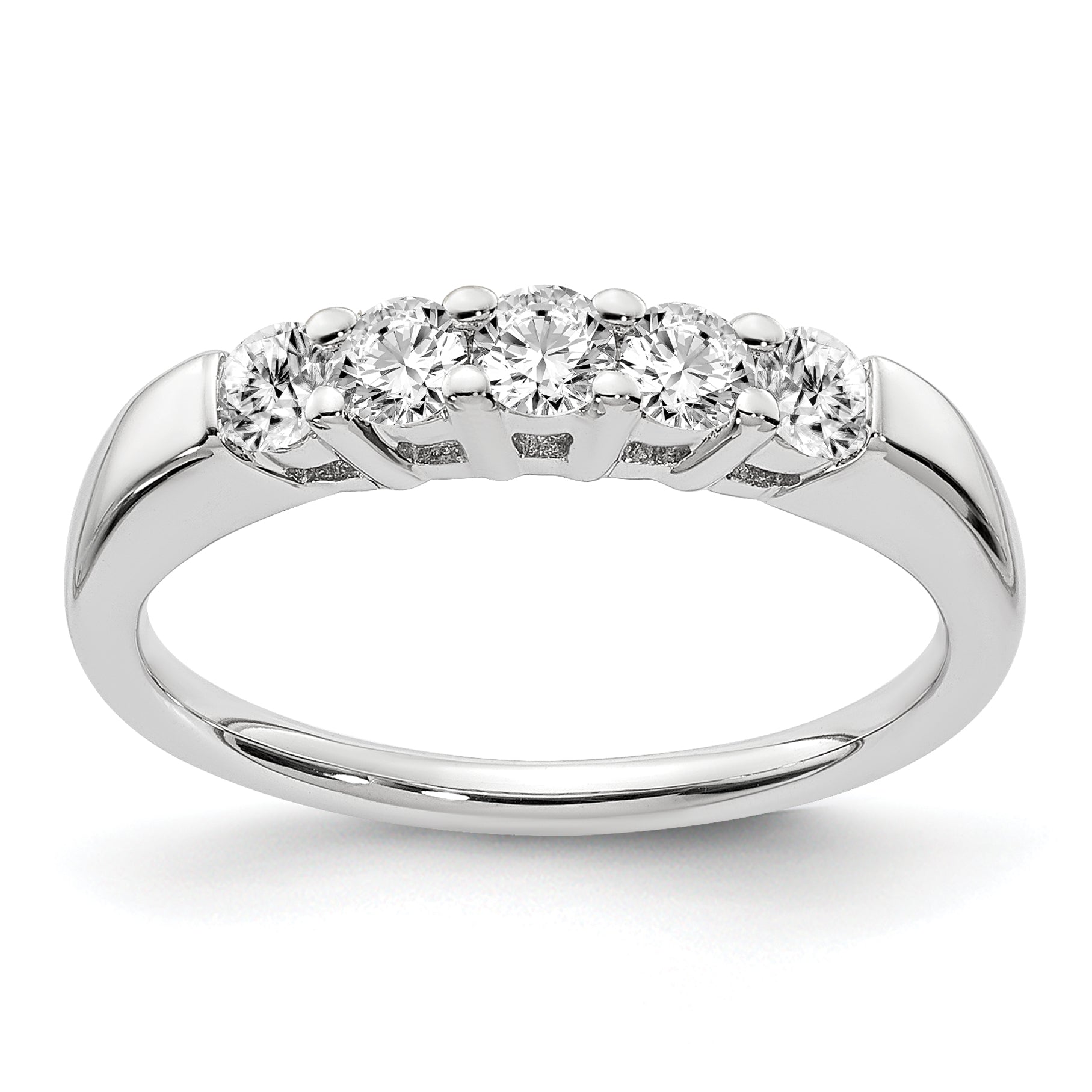 14k White Gold 1/2 carat Lab Grown Diamond VS/SI+ G+ Five Stone Complete Fashion Band