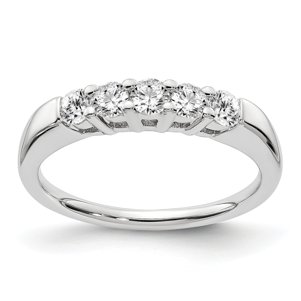 14k White Gold 1/2 carat Lab Grown Diamond VS/SI+ G+ Five Stone Complete Fashion Band