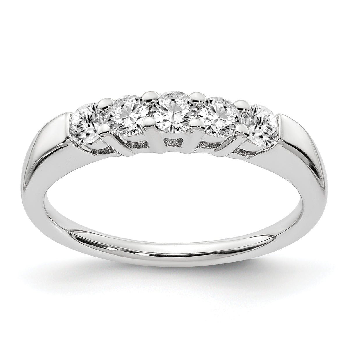14k White Gold 1/2 carat Lab Grown Diamond VS/SI+ G+ Five Stone Complete Fashion Band