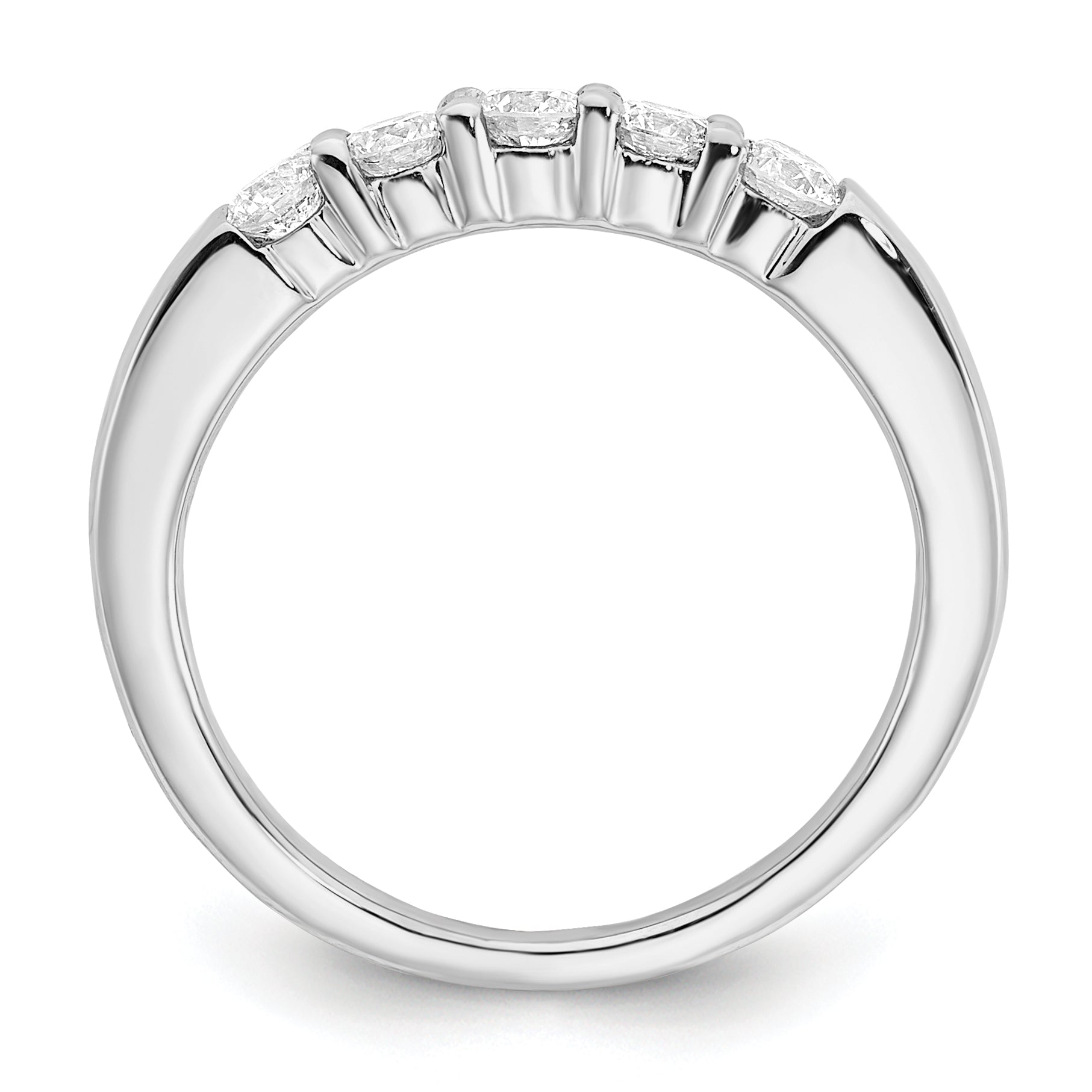 14k White Gold 1/2 carat Lab Grown Diamond VS/SI+ G+ Five Stone Complete Fashion Band