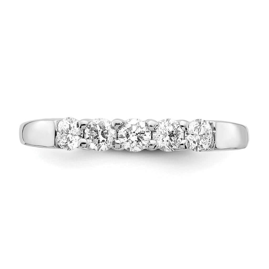 14k White Gold 1/2 carat Lab Grown Diamond VS/SI+ G+ Five Stone Complete Fashion Band