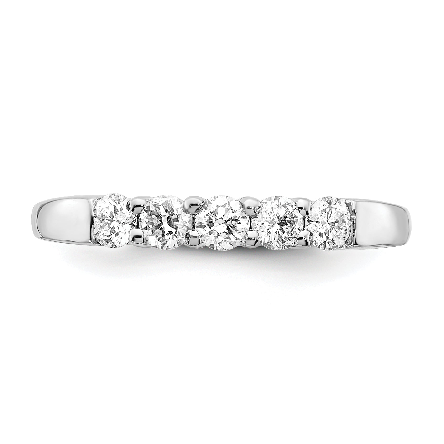 14k White Gold 1/2 carat Lab Grown Diamond VS/SI+ G+ Five Stone Complete Fashion Band
