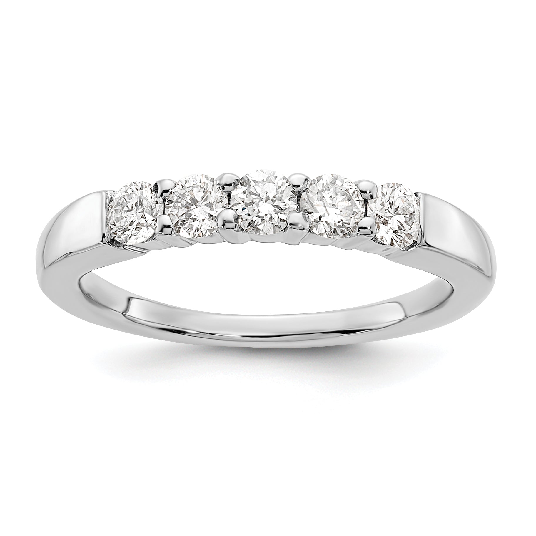 14k White Gold 1/2 carat Lab Grown Diamond VS/SI+ G+ Five Stone Complete Fashion Band Main image