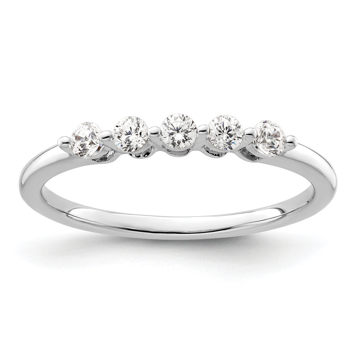 14K White Gold Lab Grown VS/SI+ G+ Dia 5-Stone Band