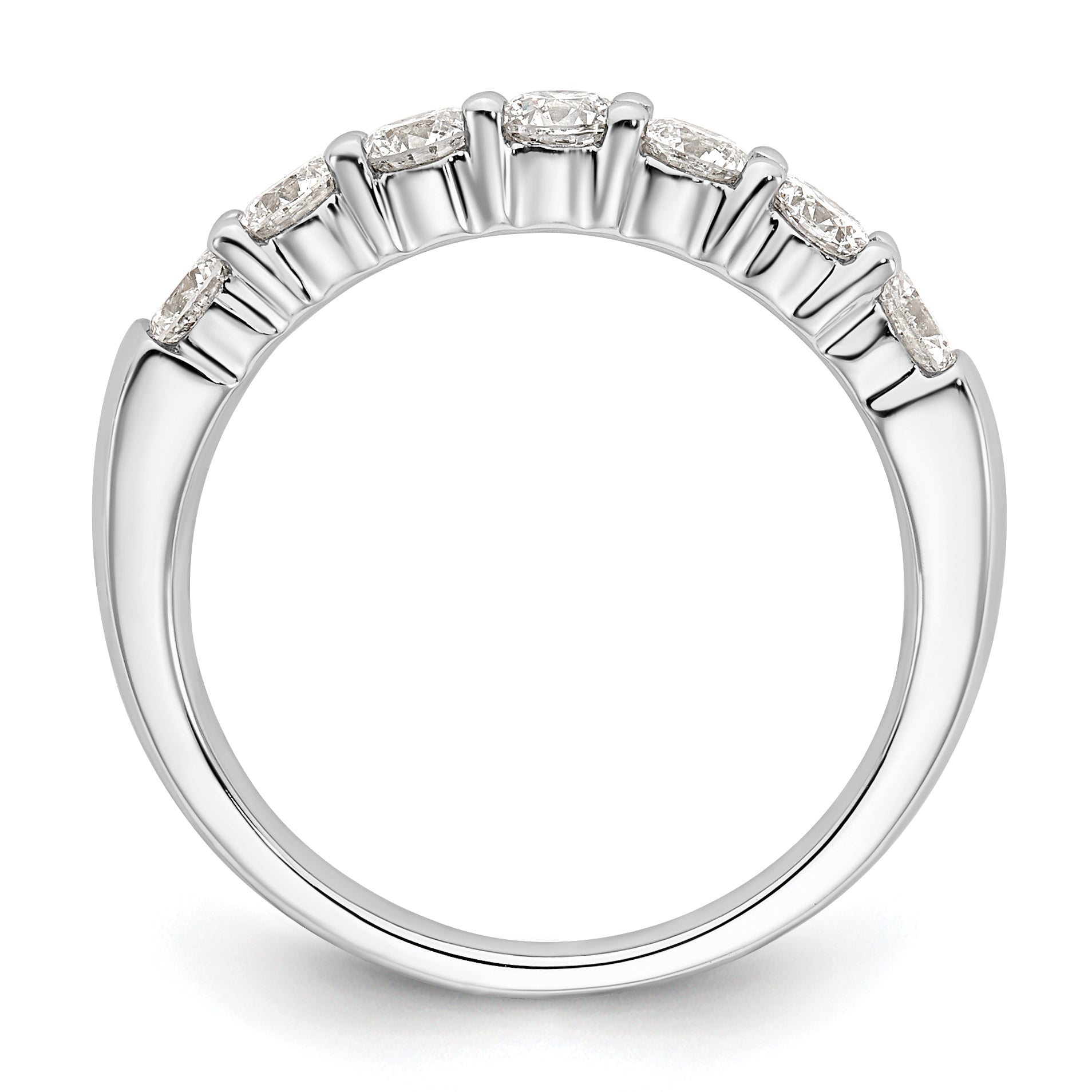 14k White Gold 1 carat Lab Grown Diamond VS/SI+ G+ Seven Stone Complete Fashion Band