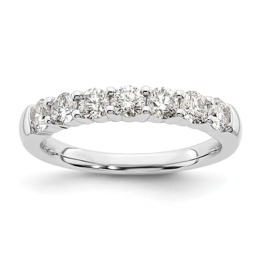 14k White Gold 1 carat Lab Grown Diamond VS/SI+ G+ Seven Stone Complete Fashion Band