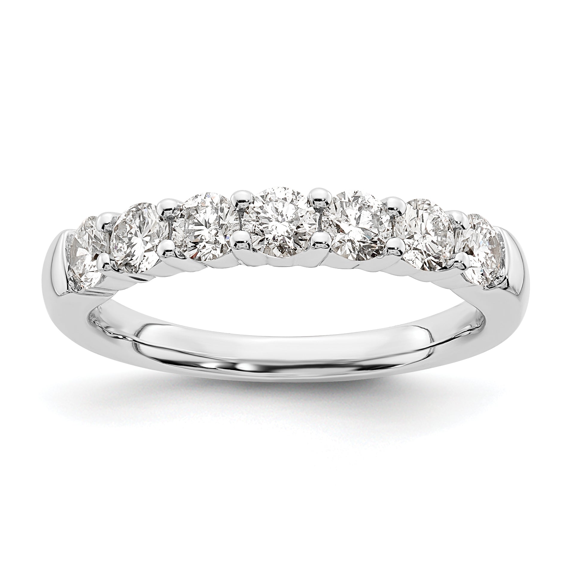 14k White Gold 1 carat Lab Grown Diamond VS/SI+ G+ Seven Stone Complete Fashion Band