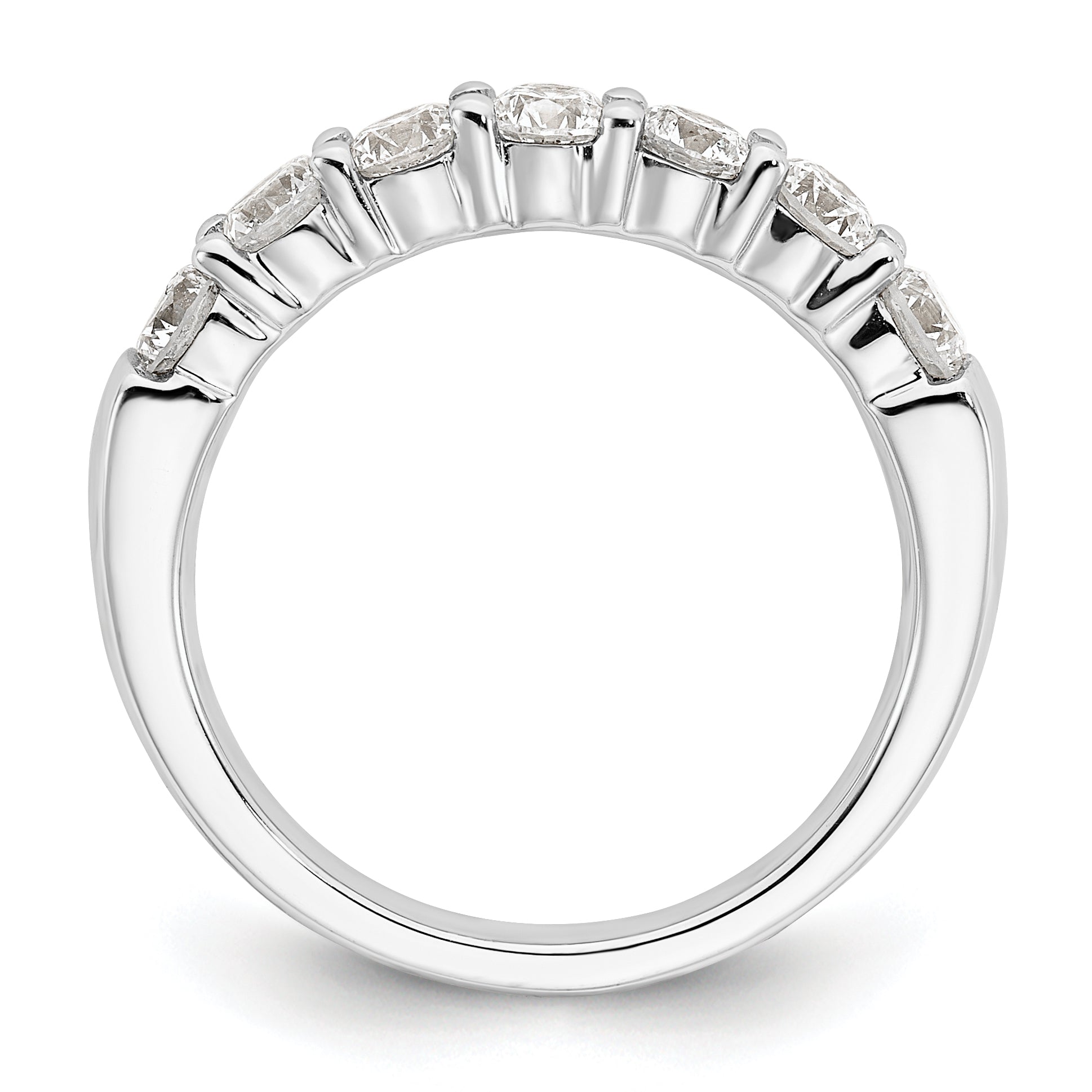 14k White Gold 1 1/5 carat Lab Grown Diamond VS/SI+ G+ Seven Stone Complete Fashion Band