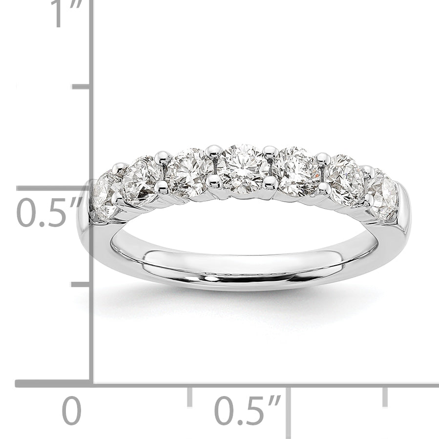 14k White Gold 1 1/5 carat Lab Grown Diamond VS/SI+ G+ Seven Stone Complete Fashion Band