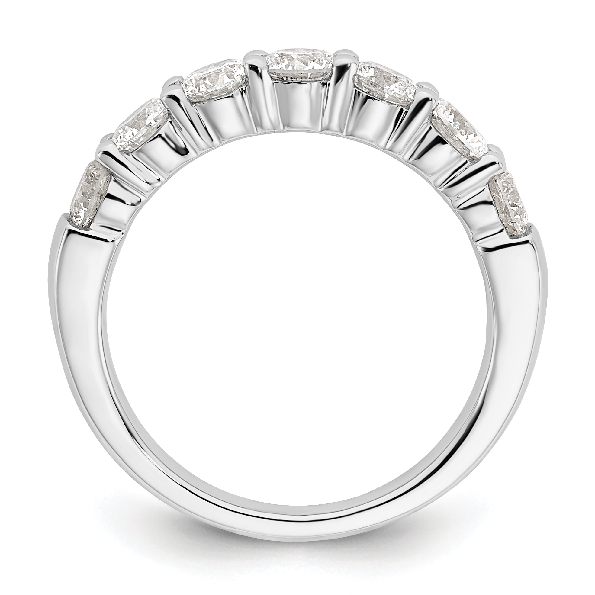 14k White Gold 1 5/8 carat Lab Grown Diamond VS/SI+ G+ Seven Stone Complete Fashion Band