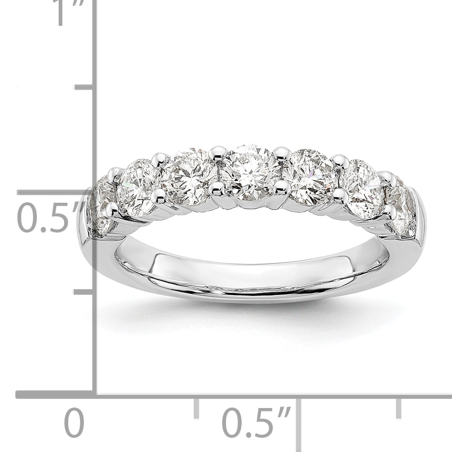 14k White Gold 1 5/8 carat Lab Grown Diamond VS/SI+ G+ Seven Stone Complete Fashion Band