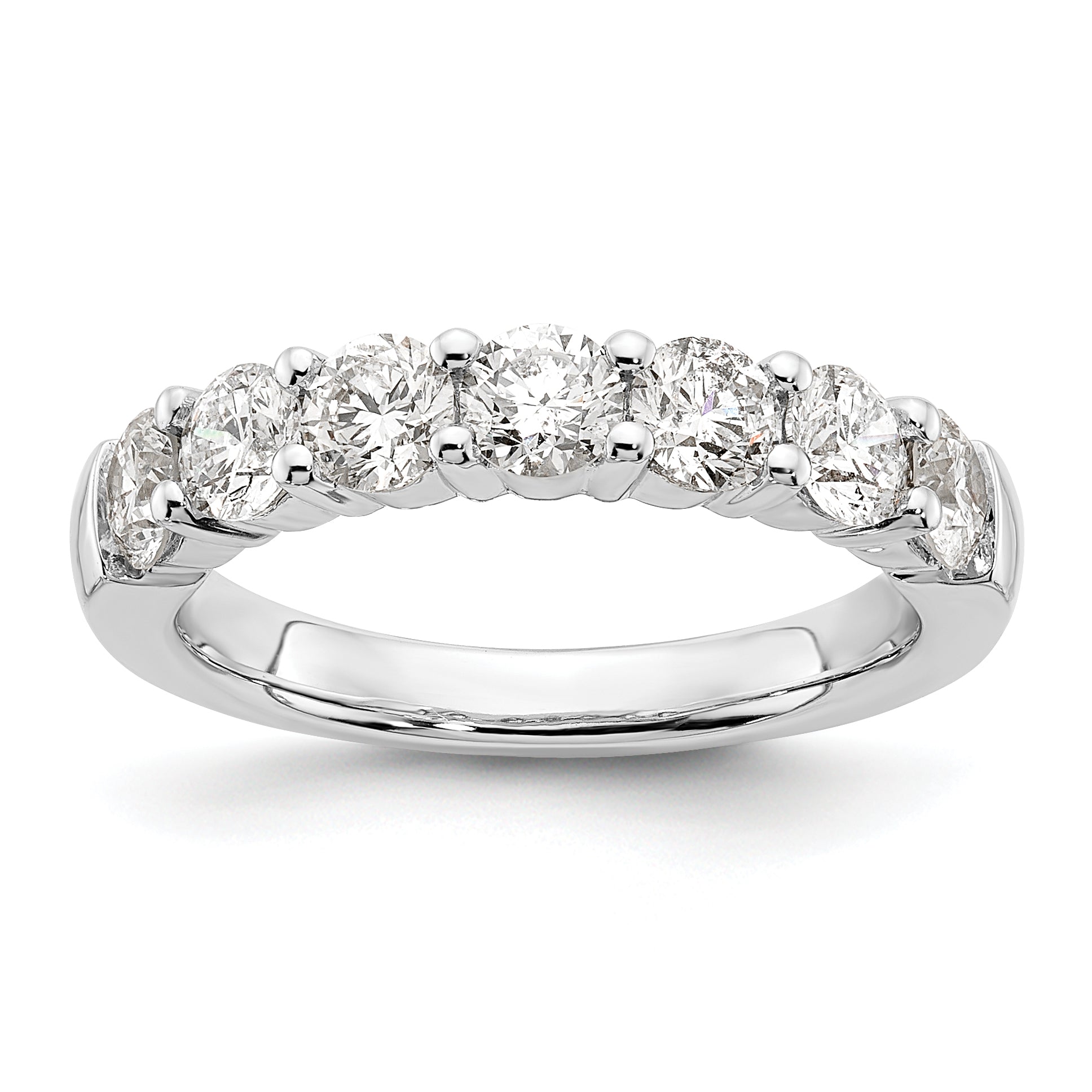 14k White Gold 1 5/8 carat Lab Grown Diamond VS/SI+ G+ Seven Stone Complete Fashion Band