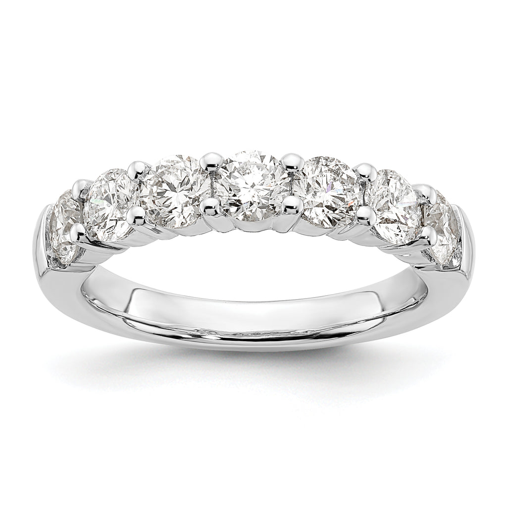 14k White Gold 1 5/8 carat Lab Grown Diamond VS/SI+ G+ Seven Stone Complete Fashion Band