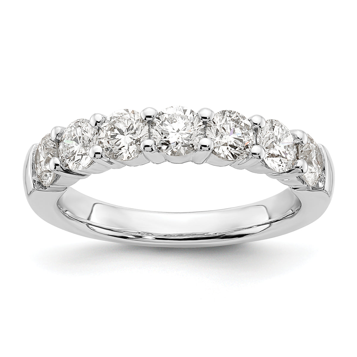14k White Gold 1 5/8 carat Lab Grown Diamond VS/SI+ G+ Seven Stone Complete Fashion Band