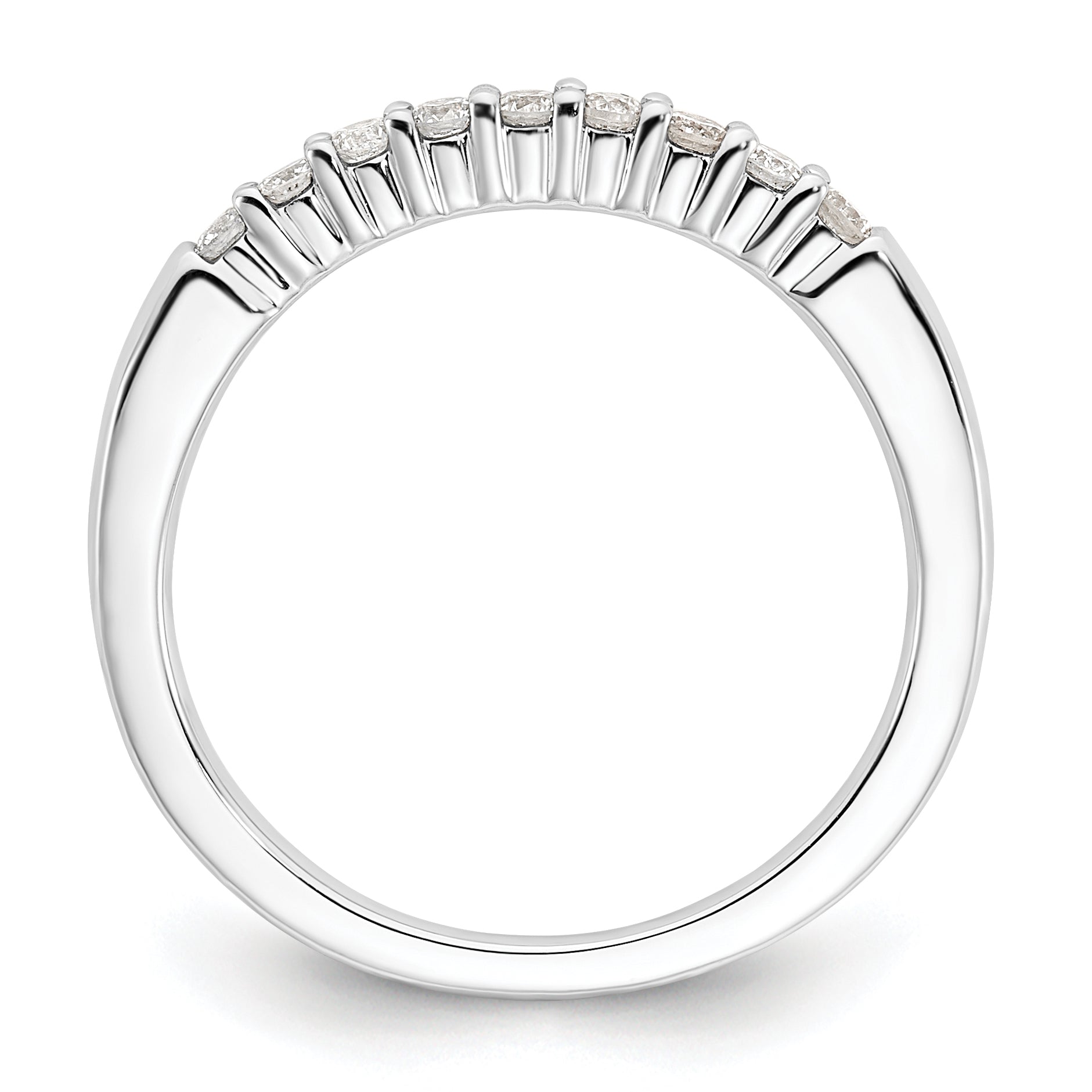 14k White Gold 1/5 carat Lab Grown Diamond VS/SI+ G+ Nine Stone Complete Fashion band Secondary image