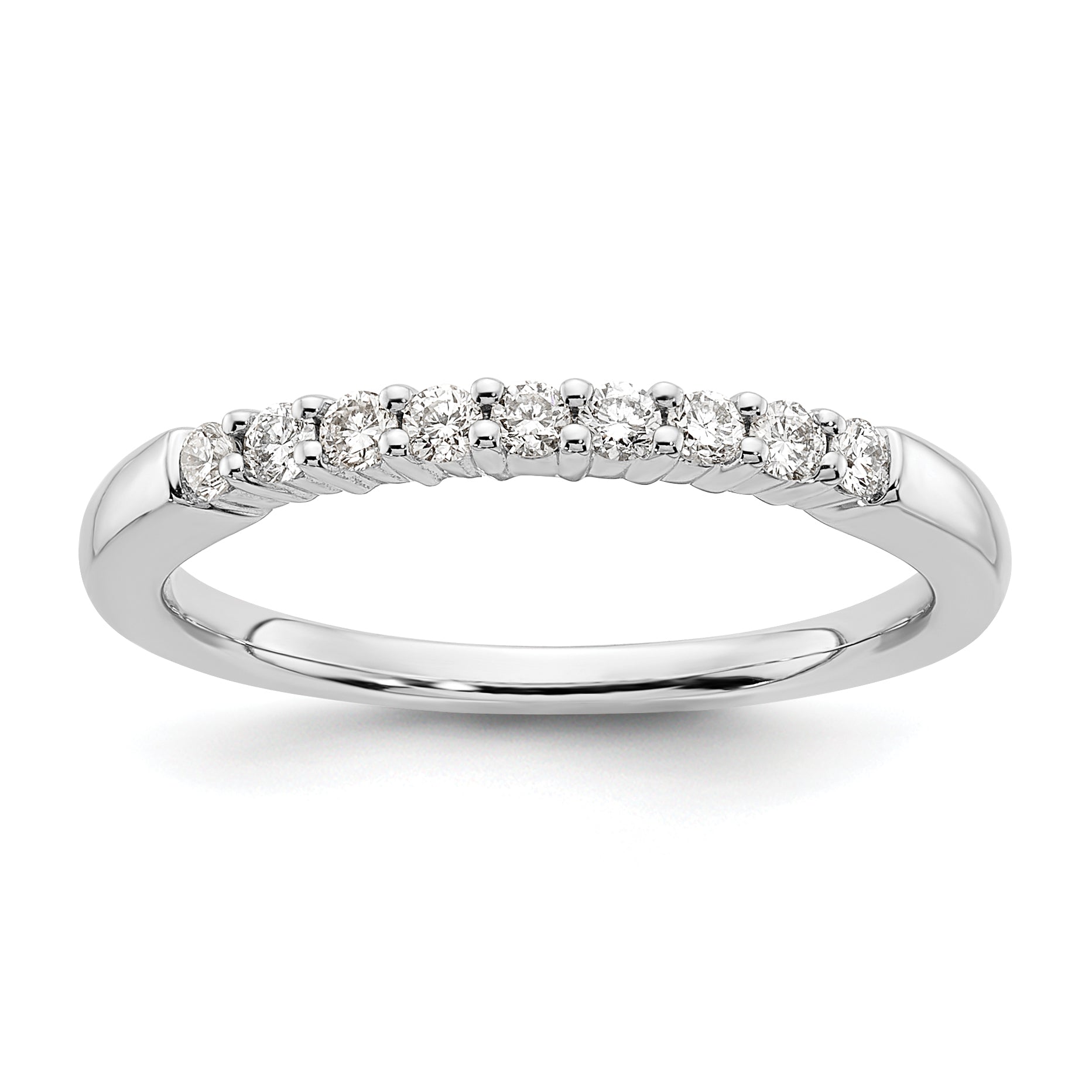 14k White Gold 1/5 carat Lab Grown Diamond VS/SI+ G+ Nine Stone Complete Fashion band Main image
