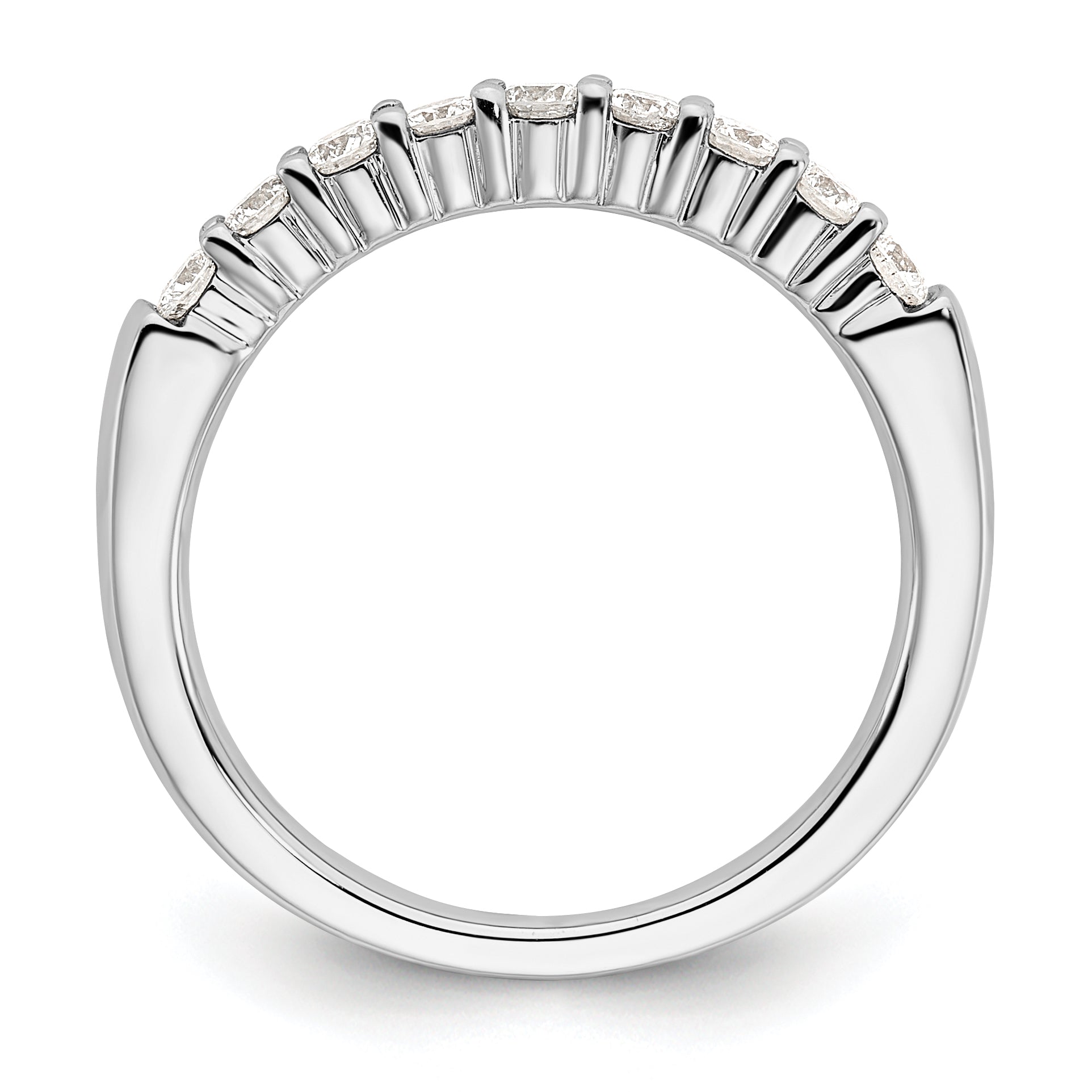 14k White Gold 1/2 carat Lab Grown Diamond VS/SI+ G+ Nine Stone Complete Fashion band Secondary image