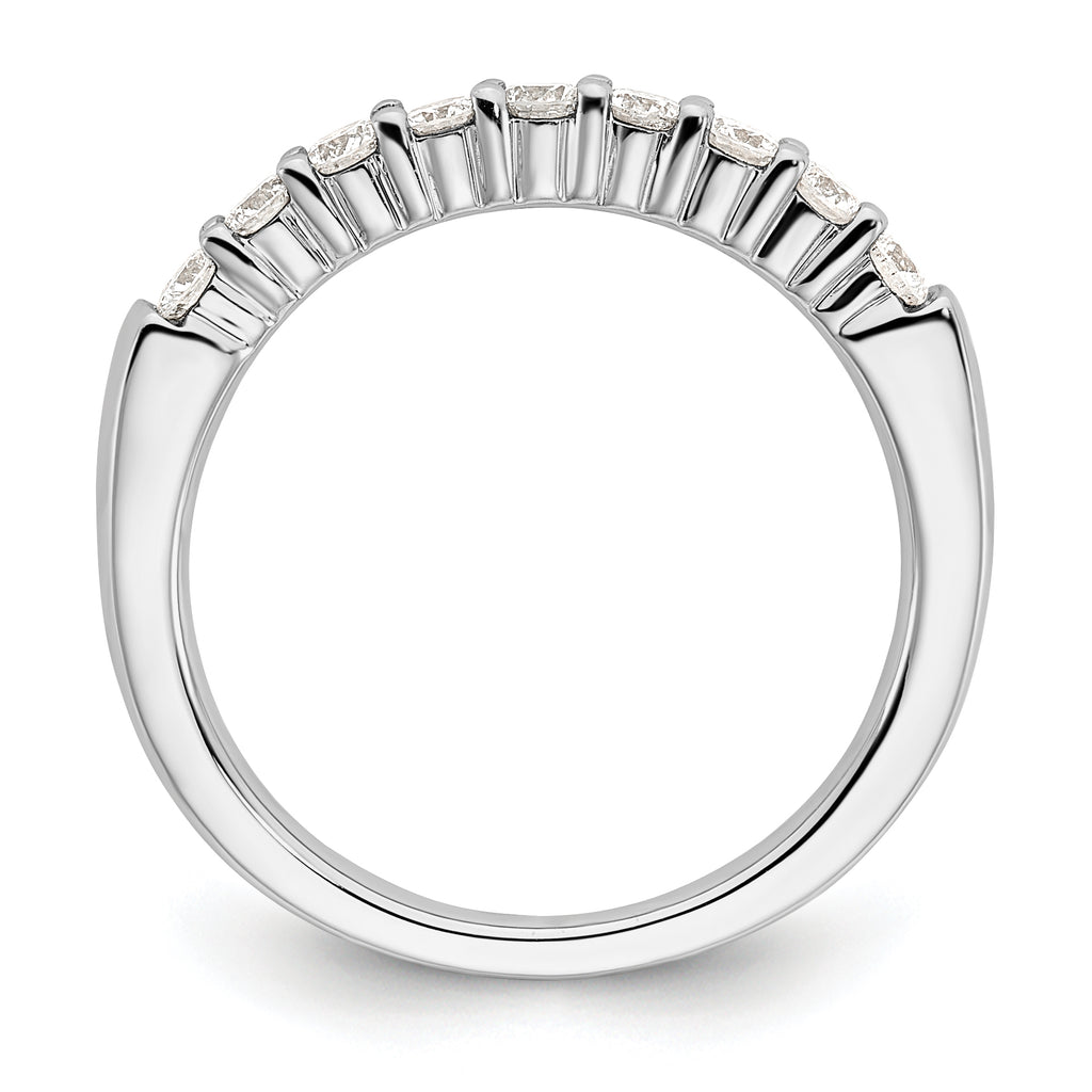 14k White Gold 1/2 carat Lab Grown Diamond VS/SI+ G+ Nine Stone Complete Fashion band