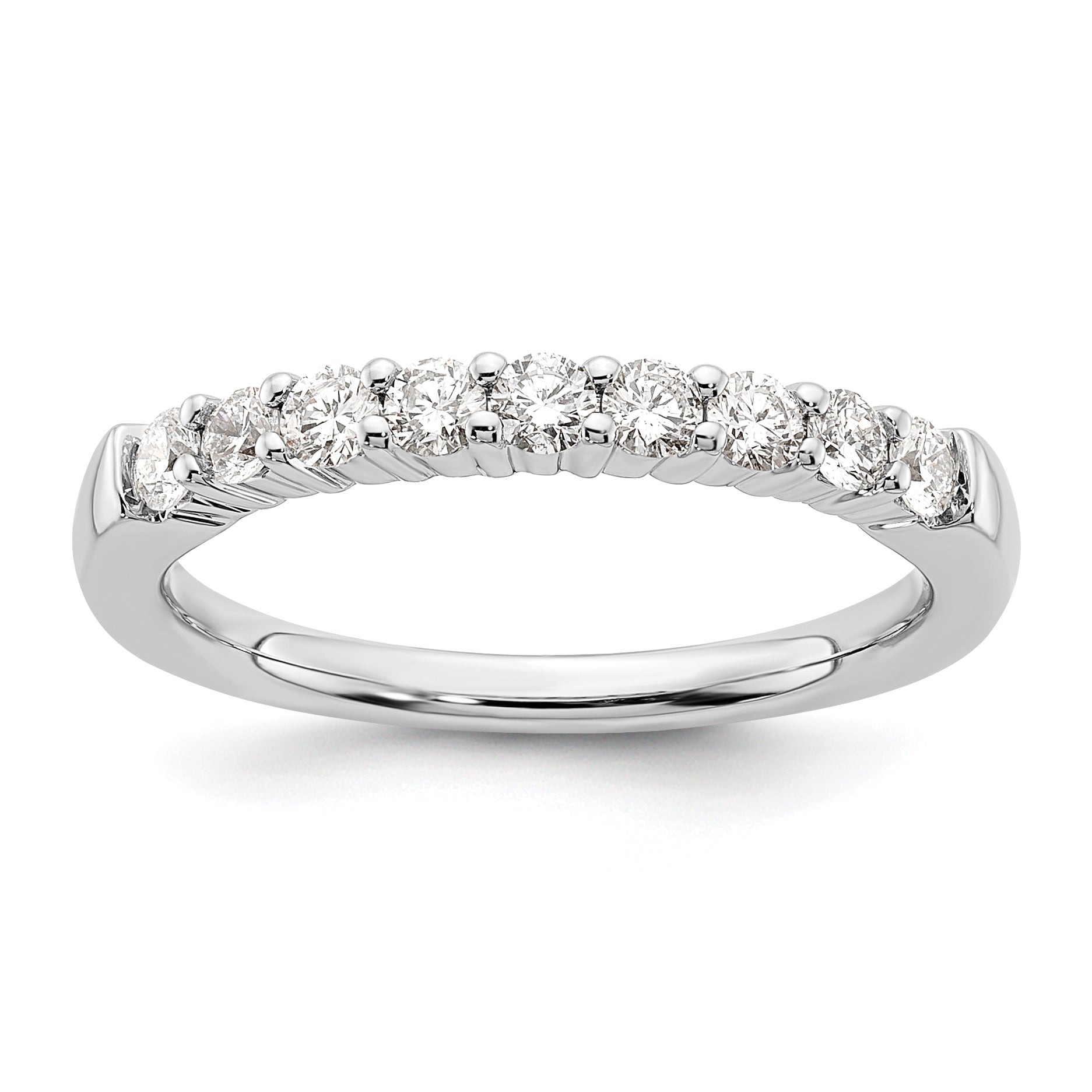 14k White Gold 1/2 carat Lab Grown Diamond VS/SI+ G+ Nine Stone Complete Fashion band Main image