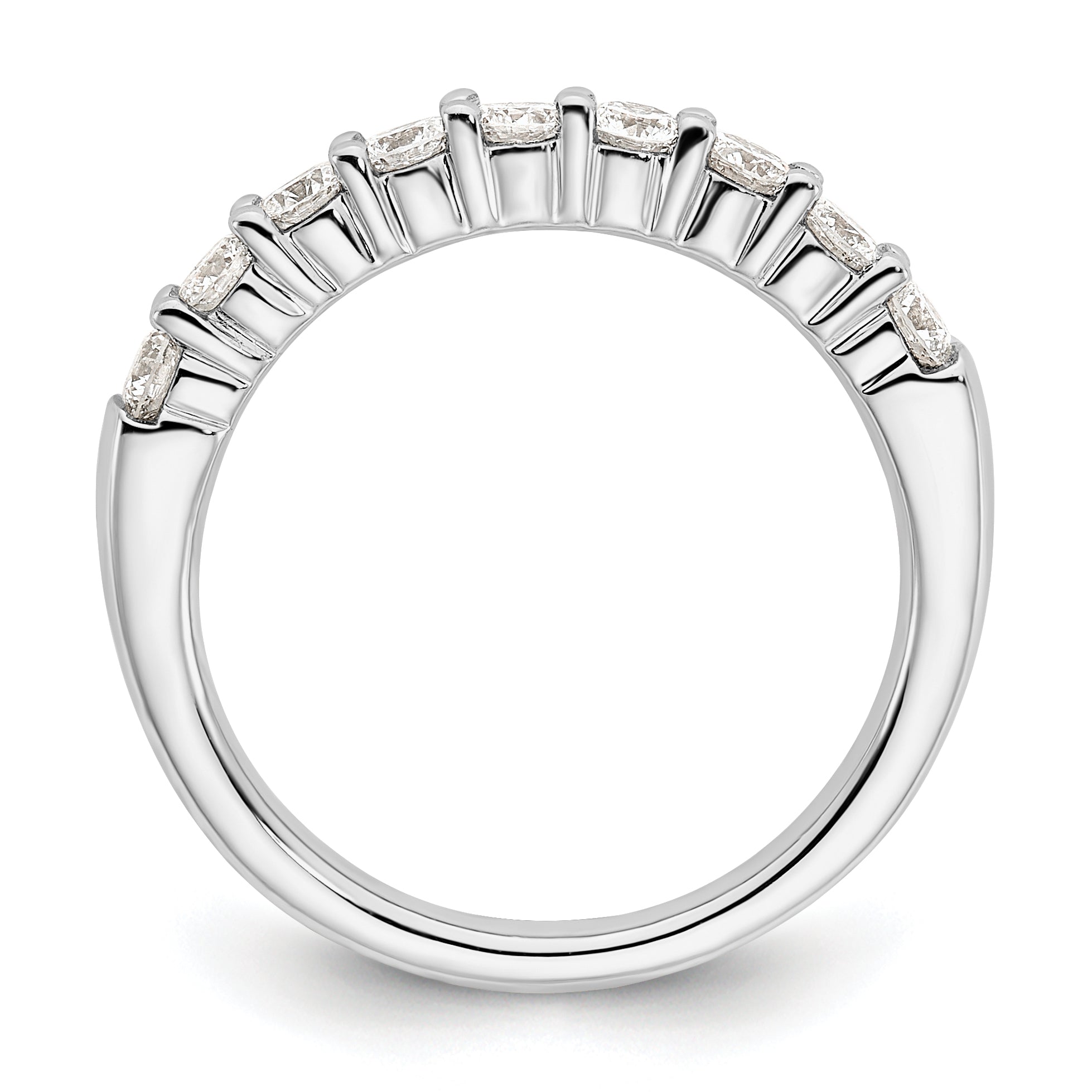 14k White Gold 3/4 carat Lab Grown Diamond VS/SI+ G+ Nine Stone Complete Fashion band Secondary image