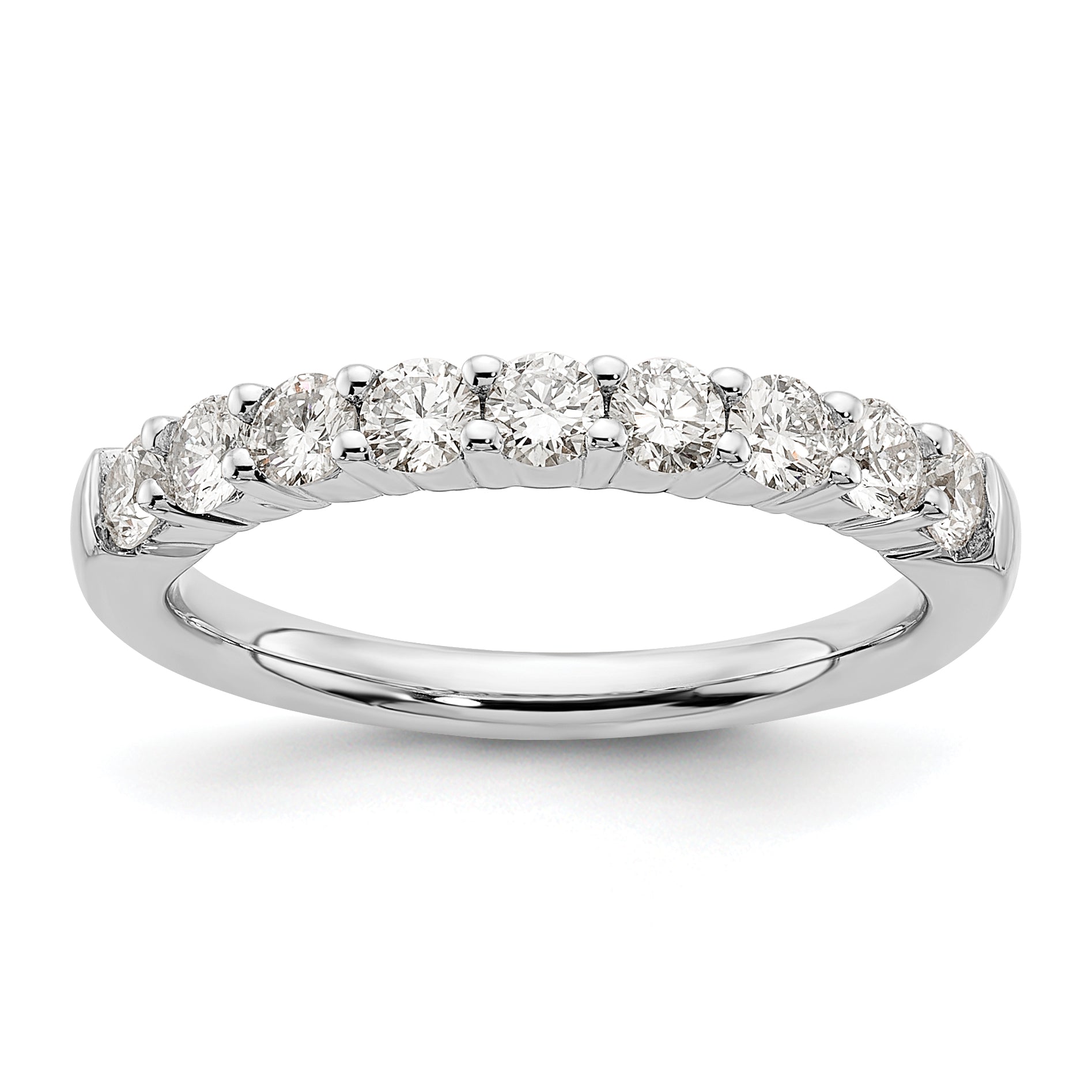 14k White Gold 3/4 carat Lab Grown Diamond VS/SI+ G+ Nine Stone Complete Fashion band