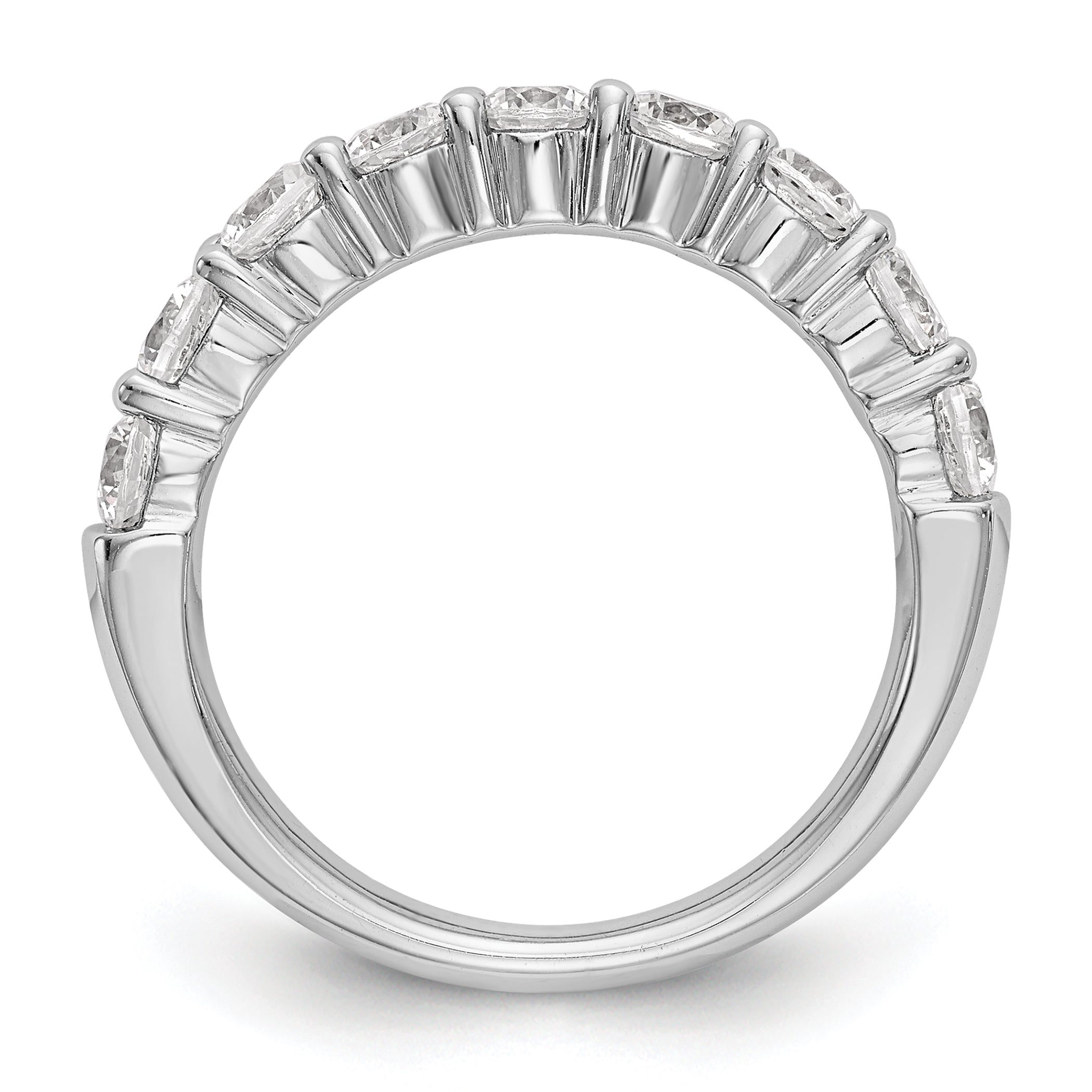 14k White Gold 1 carat Lab Grown Diamond VS/SI+ G+ Nine Stone Complete Fashion band