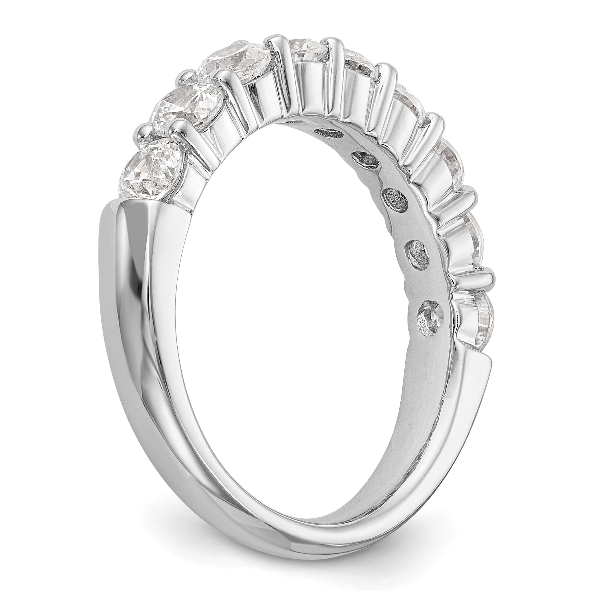 14k White Gold 1 carat Lab Grown Diamond VS/SI+ G+ Nine Stone Complete Fashion band
