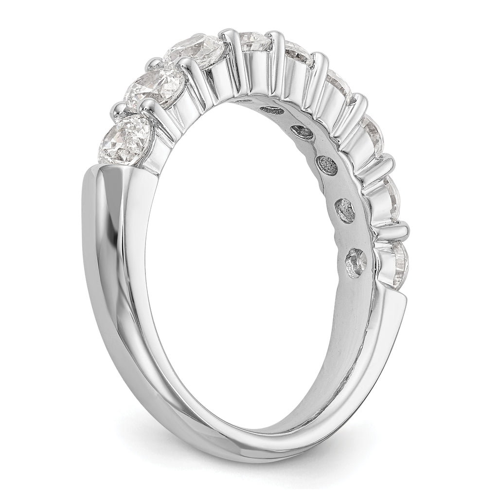 14k White Gold 1 carat Lab Grown Diamond VS/SI+ G+ Nine Stone Complete Fashion band